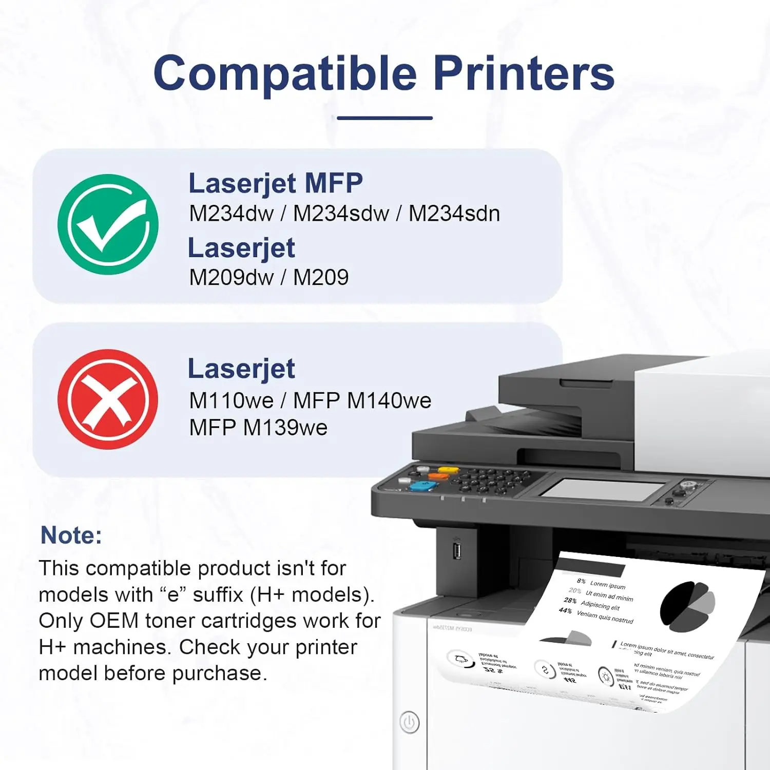 Jhaan 135A 135X Toner Replacement for HP 135A W1350A 135X W1350X Laserjet MFP M234dw M234sdw M234sdn M234dwn M209dw M209dwn