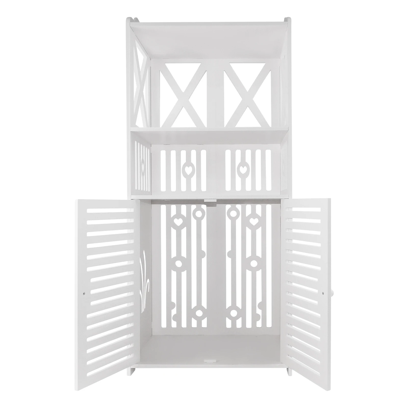 4 Tier Bathroom Cupboard Storage Cabinet Unit with Double Door, PVC Matteri, Tall and Slim, Freestanding, Waterproof, 90x40x25cm