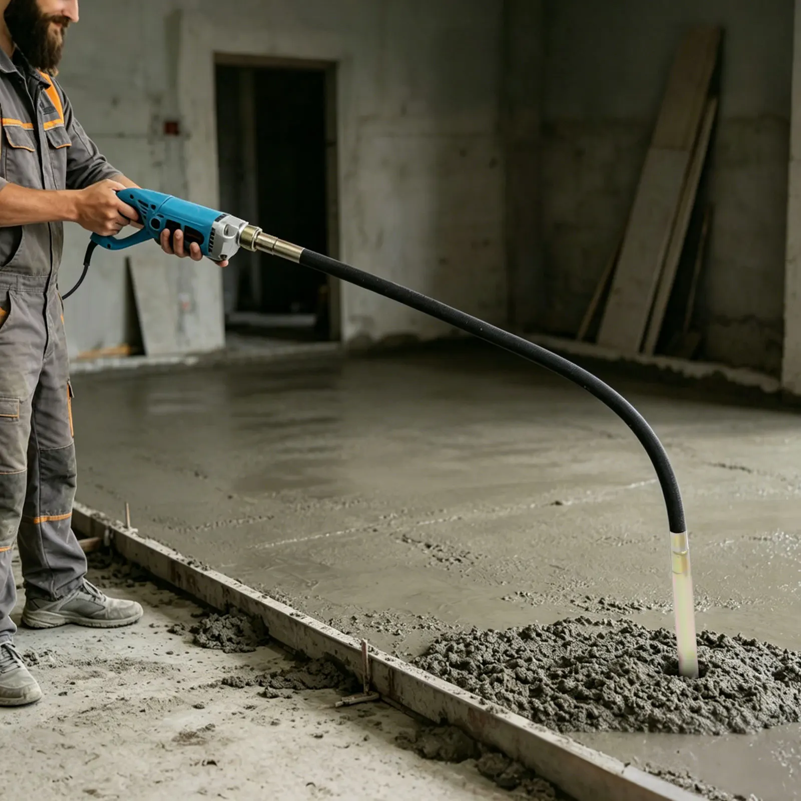 1300W Electric Concrete Vibrator 4000RPM High Power Portable Cement Mixing Tool with All-Copper Motor, 1.5m Rod, 220V for Construction Site Use