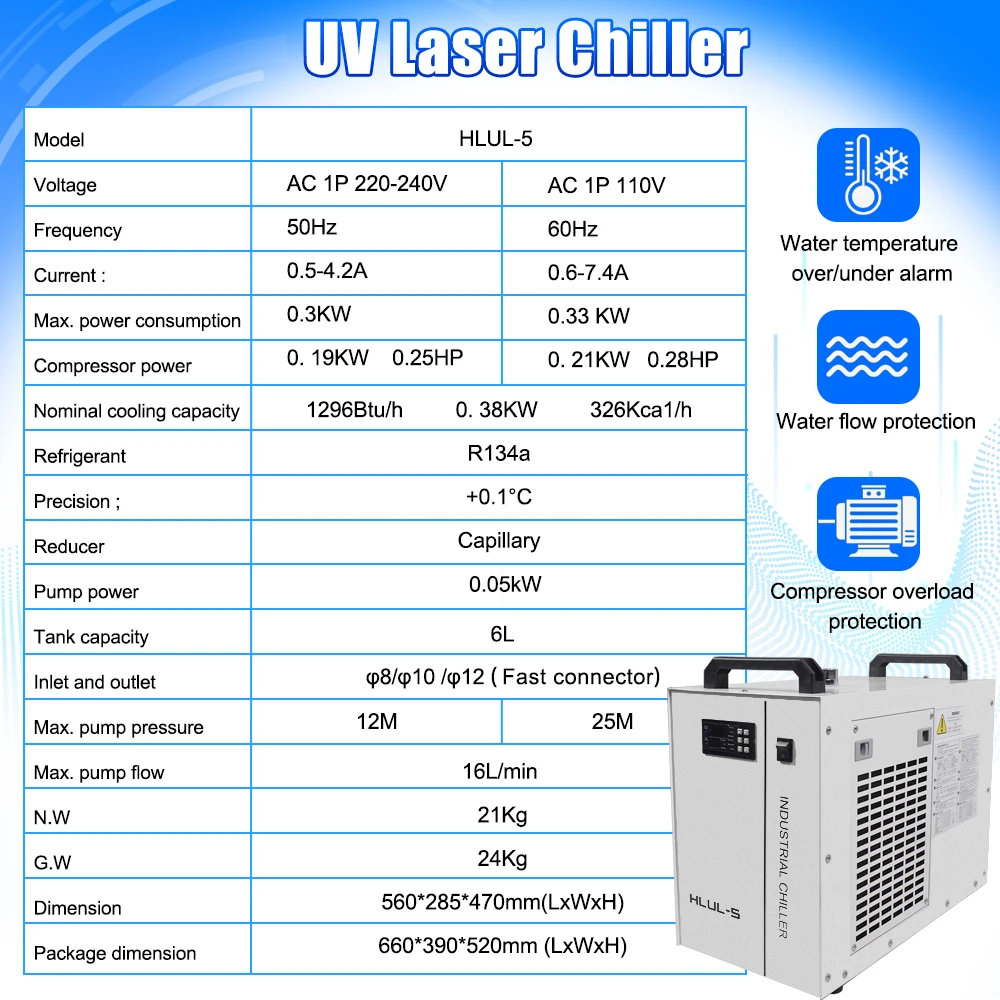 EU Stock CRS 10/15W UV Laser Marker with Chiller 355nm UV Laser Engraving Machine for Metal Wood PVC Acrylic Domestic Factory