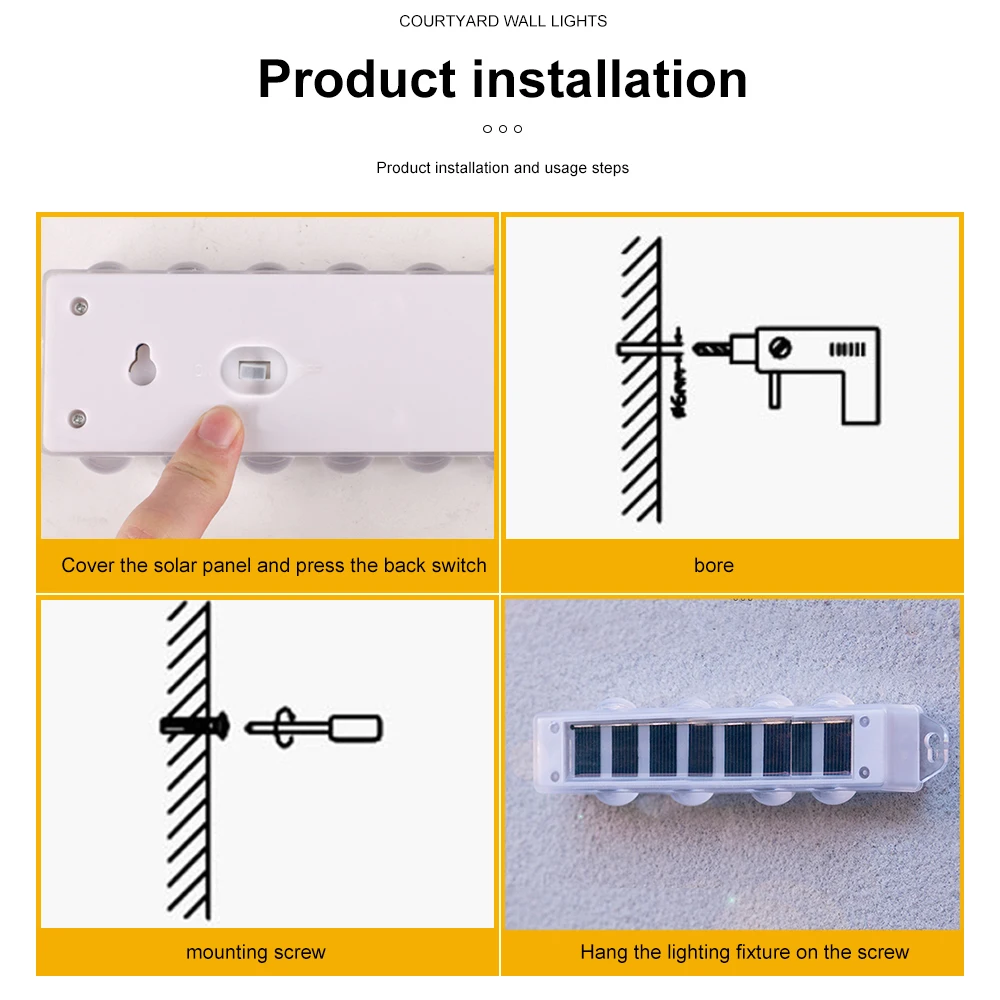 4Pcs Solar Up Down Wall Lights 8LED Warm White Outdoor Waterproof Wall Washer Lamp Auto On/Off Light Control Easy Install for Courtyard Garden Fence Decoration