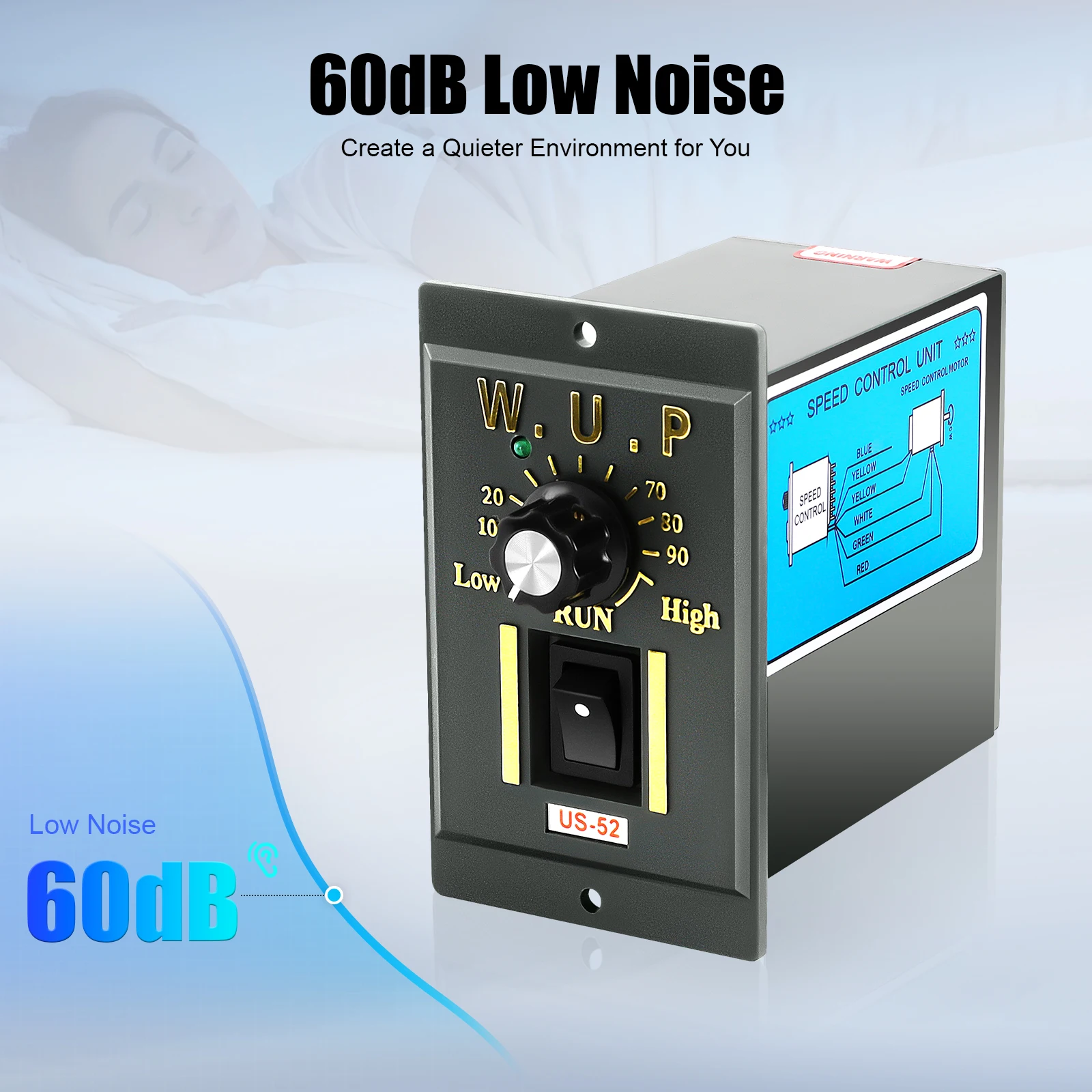90W 220V 5K AC Gear Motor Electric Speed W/ Variable Speed Adjustable Controller IP54 0-90r/Min Around 60db Low Noise