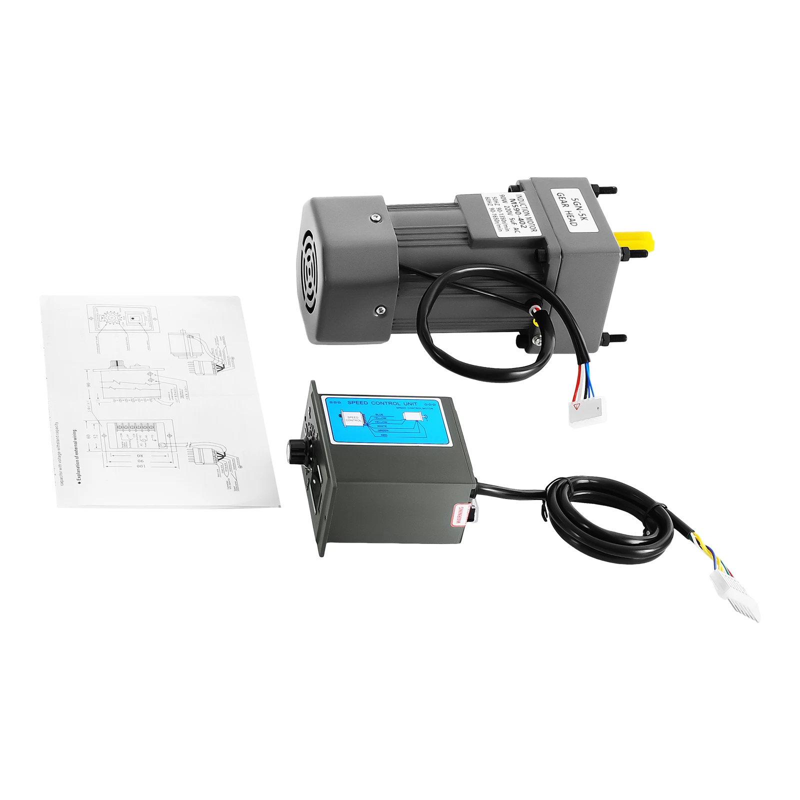 90W 220V 5K AC Gear Motor Electric Speed W/ Variable Speed Adjustable Controller IP54 0-90r/Min Around 60db Low Noise