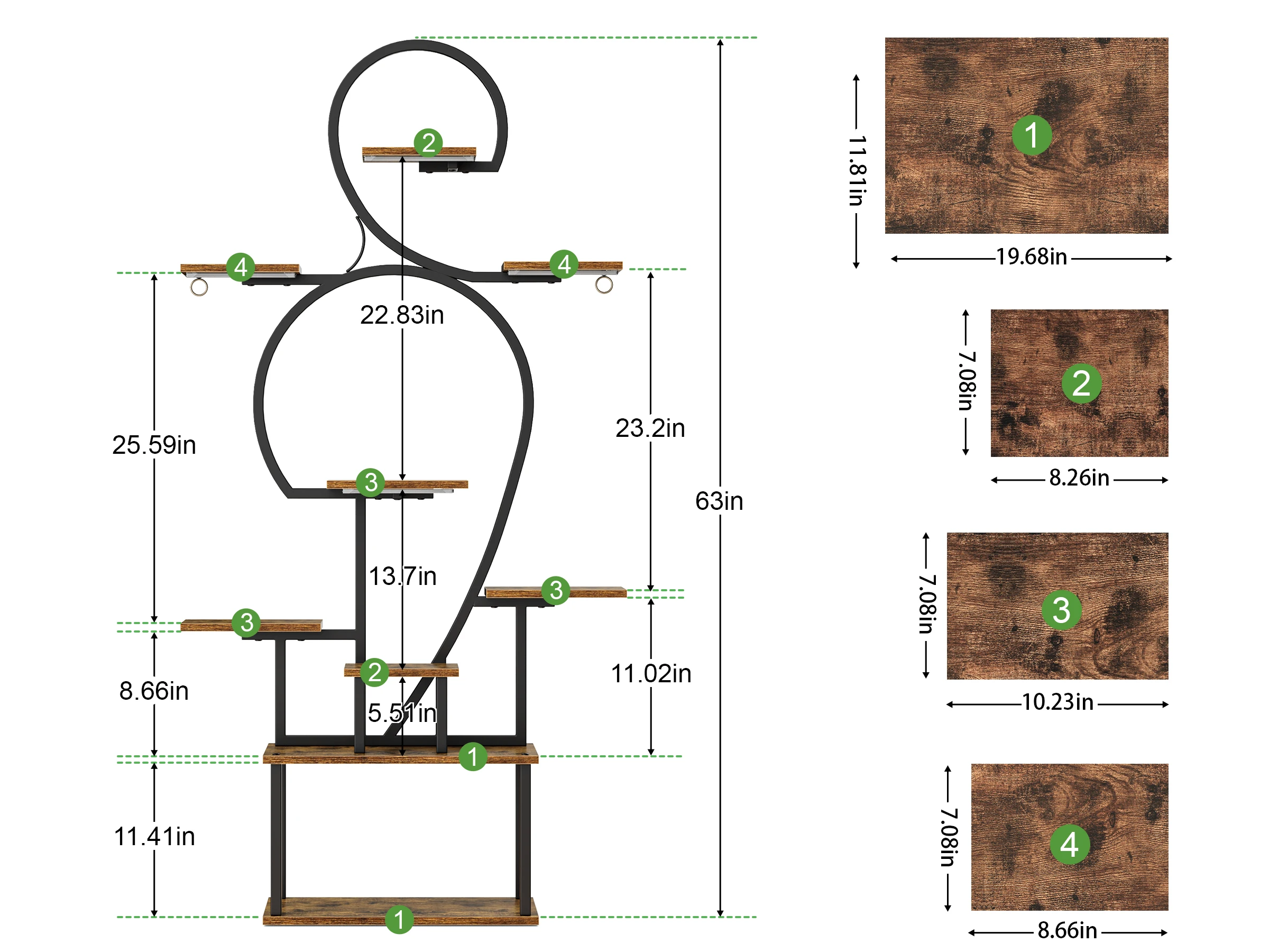1pc Indoor Plant Stand With Grow Lights, 9-tier corner display stand, 160cm Multi-functional Metal shelf For Plants, Handicraft