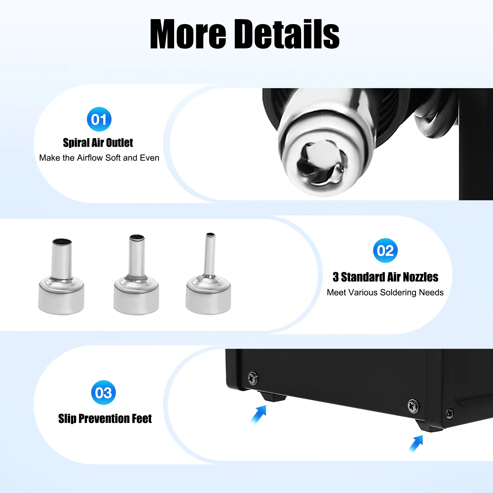 Digital Hot Air Rework Station, 700W Soldering Stations, Portable Hot Air Gun, for Repair & Modification of Small Electronics