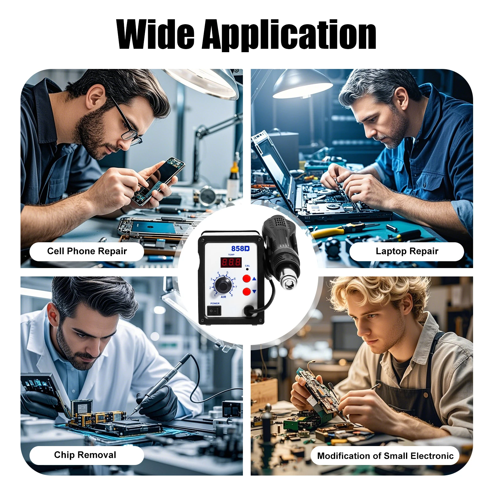 Digital Hot Air Rework Station, 700W Soldering Stations, Portable Hot Air Gun, for Repair & Modification of Small Electronics