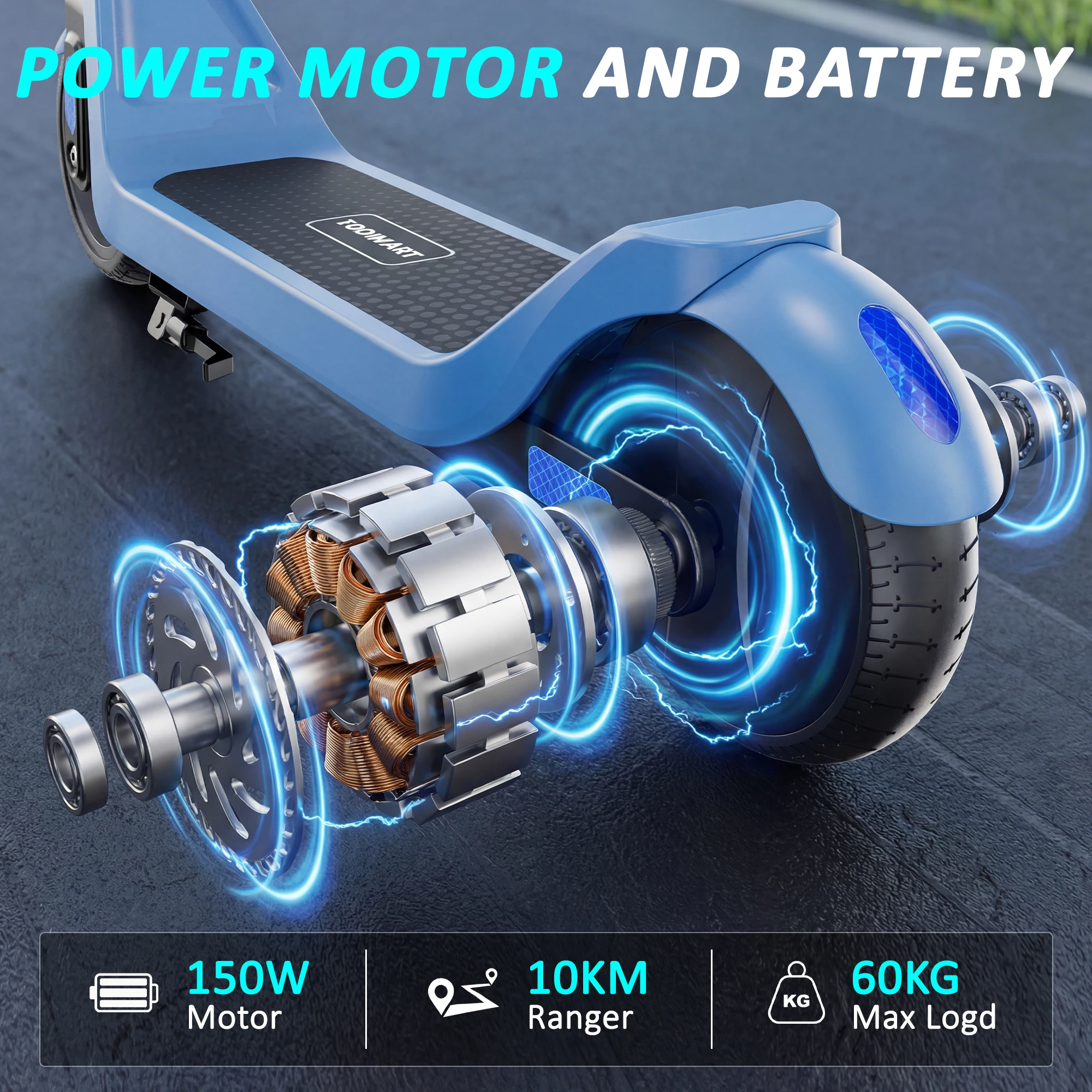 Todimart Electric Children, maximum speed 16 km/h, range 8-10 km, children 6-12 years old, LED screen