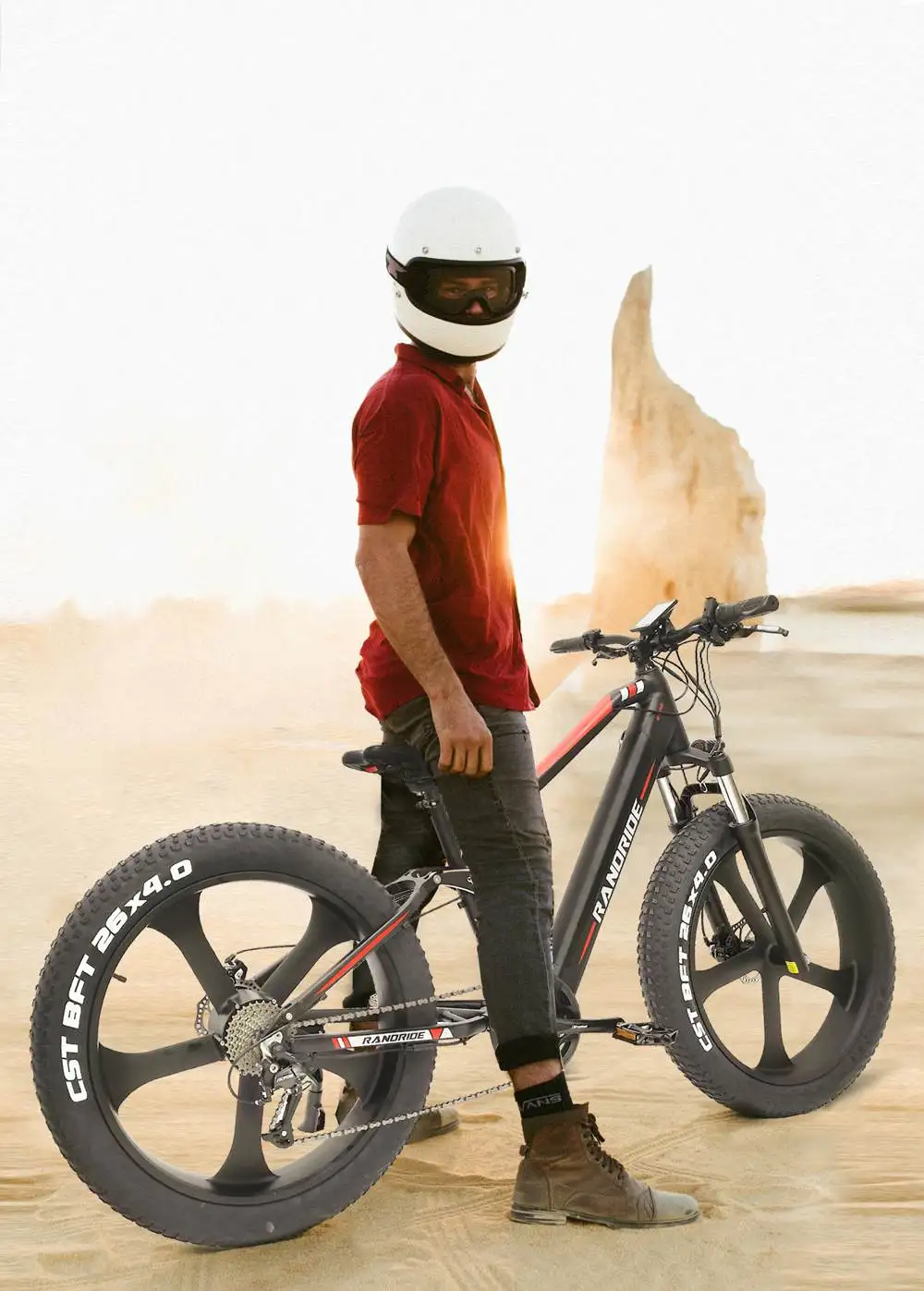 RANDRIDE YX90M Electric Bike, 26'' Fat Tire, 1000W Brushless Motor, 48V13.6Ah Battery, 45km/h Max Speed, 100km Range,
