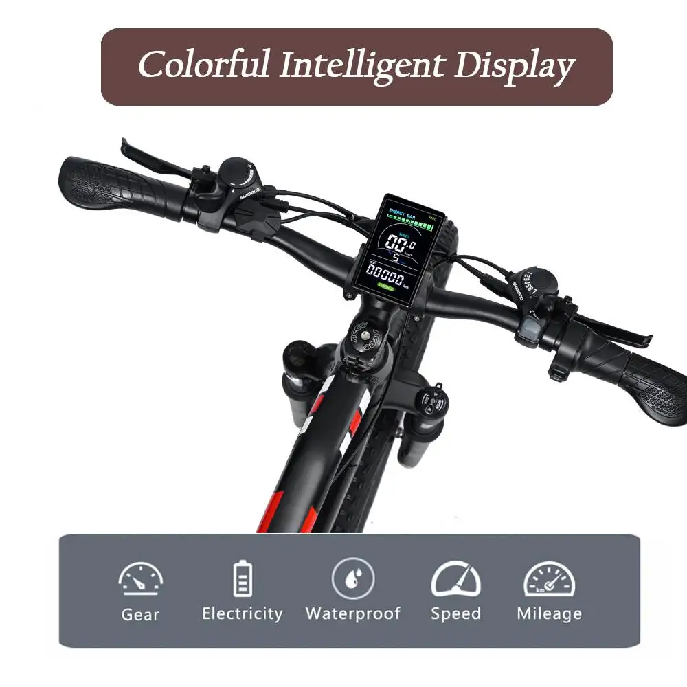 RANDRIDE YX90M Electric Bike, 26'' Fat Tire, 1000W Brushless Motor, 48V13.6Ah Battery, 45km/h Max Speed, 100km Range,