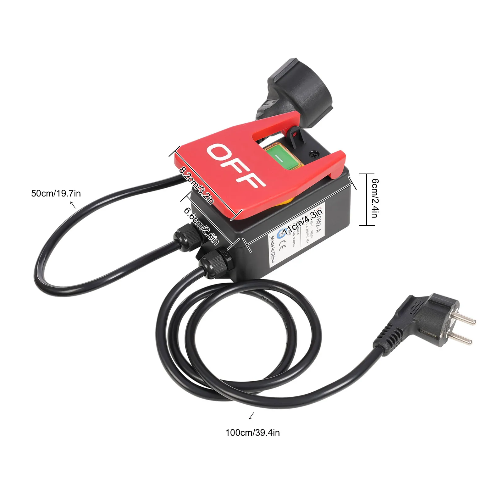 2000W Electromagnetic Switch Safety Switch with Socket Emergency Stop Switch AC250V 50/60Hz
