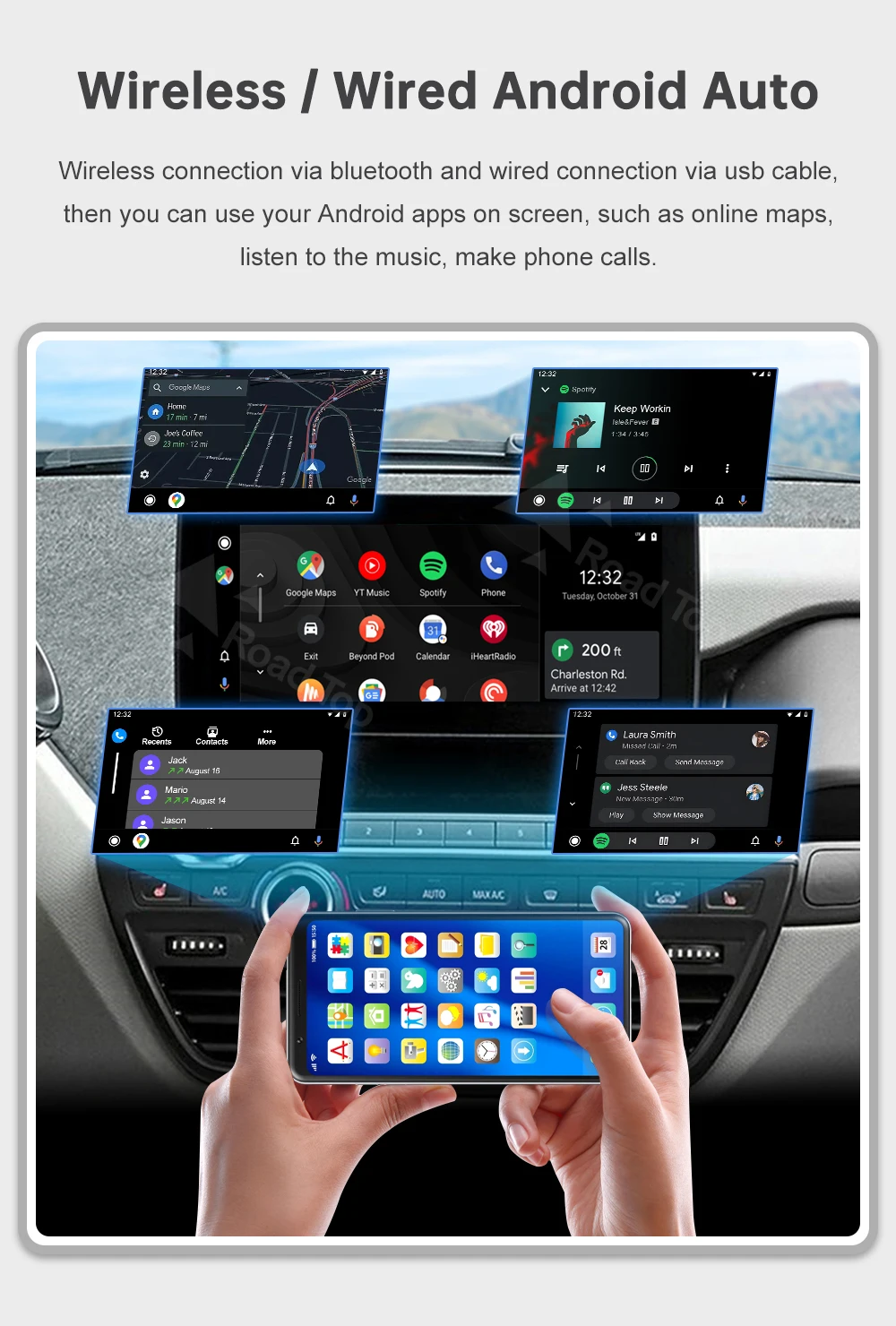 RoadTop Wireless CarPlay for BMW i3 I01 NBT EVO 2013-2020 With GPS Android Auto Mirror Link AirPlay CarPlay Autolink Function