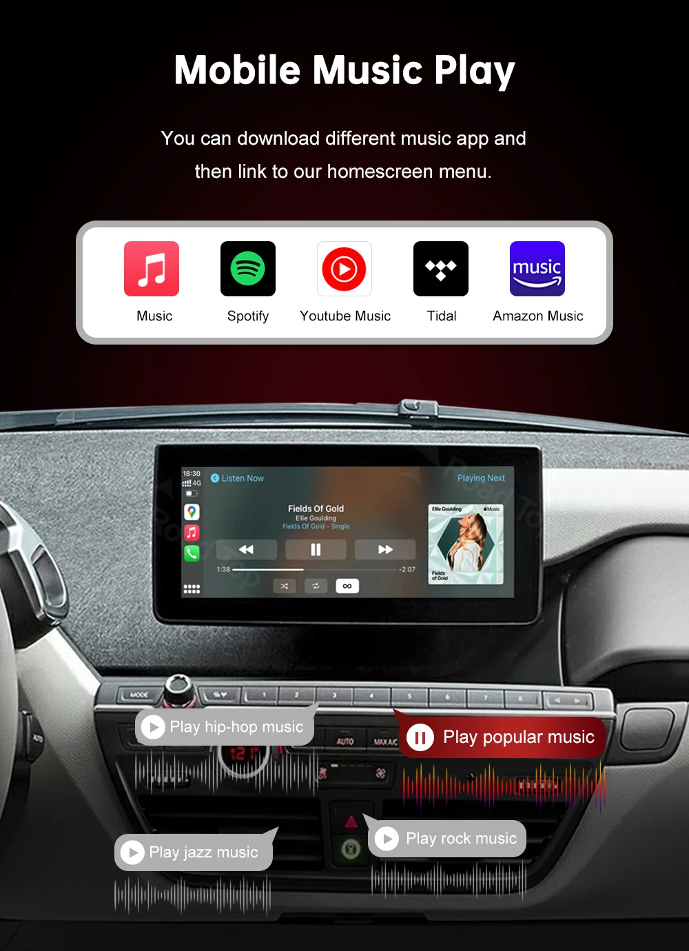 RoadTop Wireless CarPlay for BMW i3 I01 NBT EVO 2013-2020 With GPS Android Auto Mirror Link AirPlay CarPlay Autolink Function