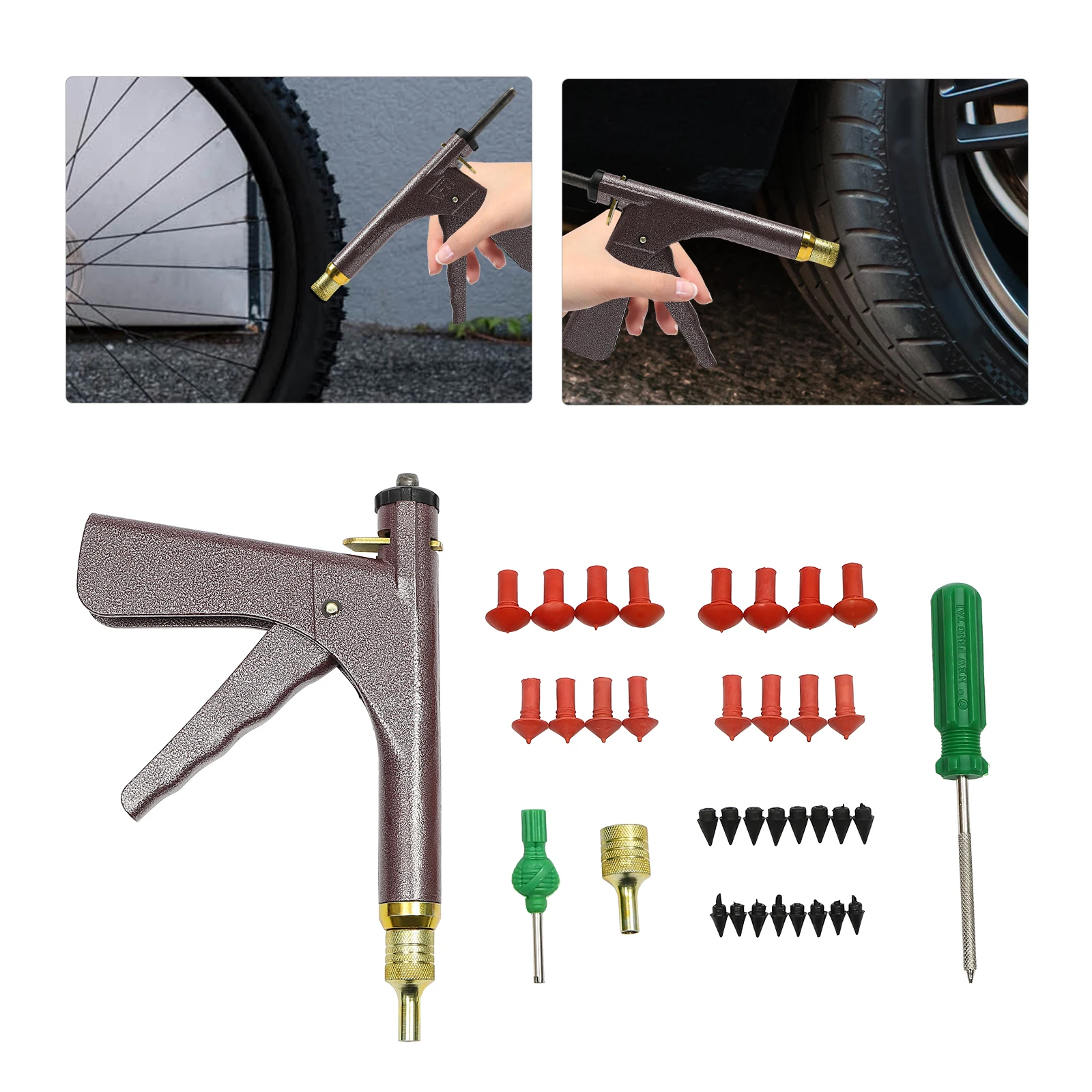 Car Wheel Vacuum Tyre Repair Tool Kit Mushroom Plug Tire Plugger Tubeless W/ Box