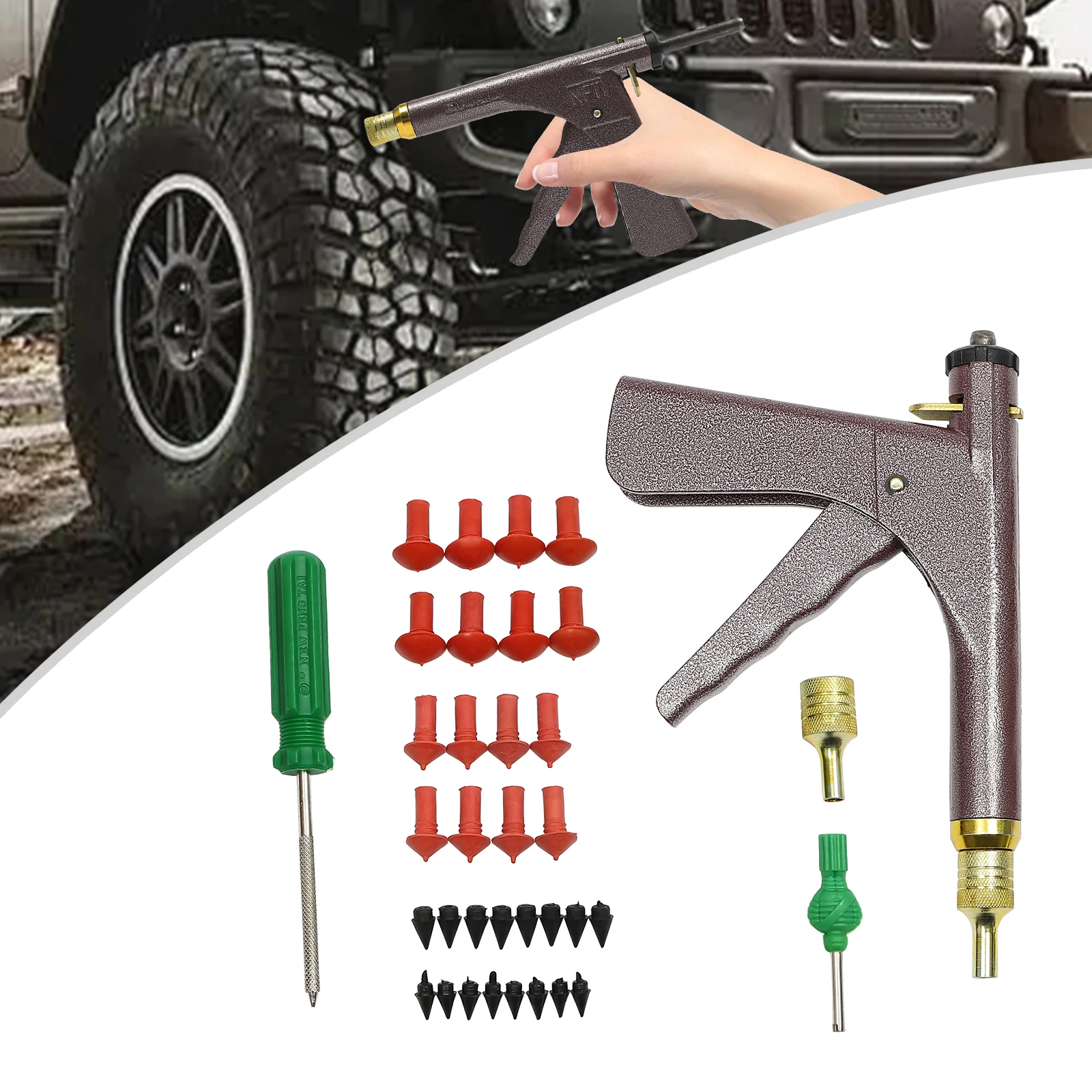 Car Wheel Vacuum Tyre Repair Tool Kit Mushroom Plug Tire Plugger Tubeless W/ Box
