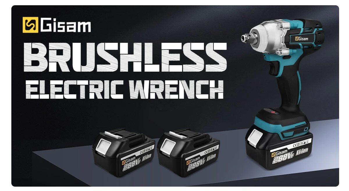 Gisam 520n.M Brushless Electric Impact Wrench 1/2 In Li-on Battery for Automotive Repair Power Tools for Makita 18V Battery Pins