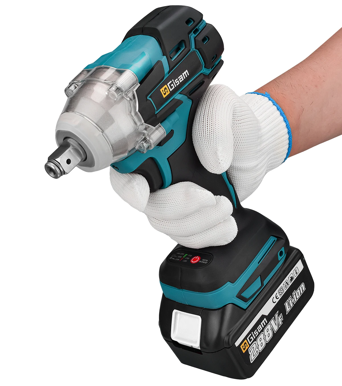 Gisam 520n.M Brushless Electric Impact Wrench 1/2 In Li-on Battery for Automotive Repair Power Tools for Makita 18V Battery Pins