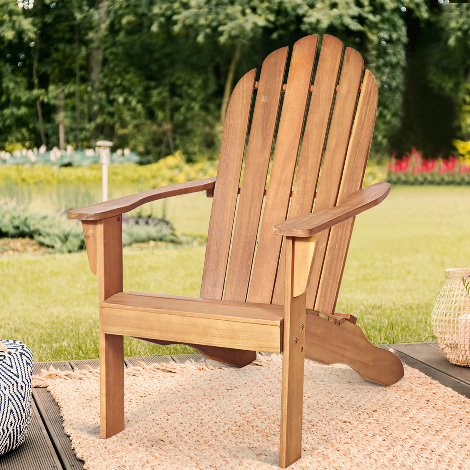 Adirondack Chair, Garden Chair Made of Acacia Wood, Garden Chair, Adirondack Chair for Garden, Patio (Natural)