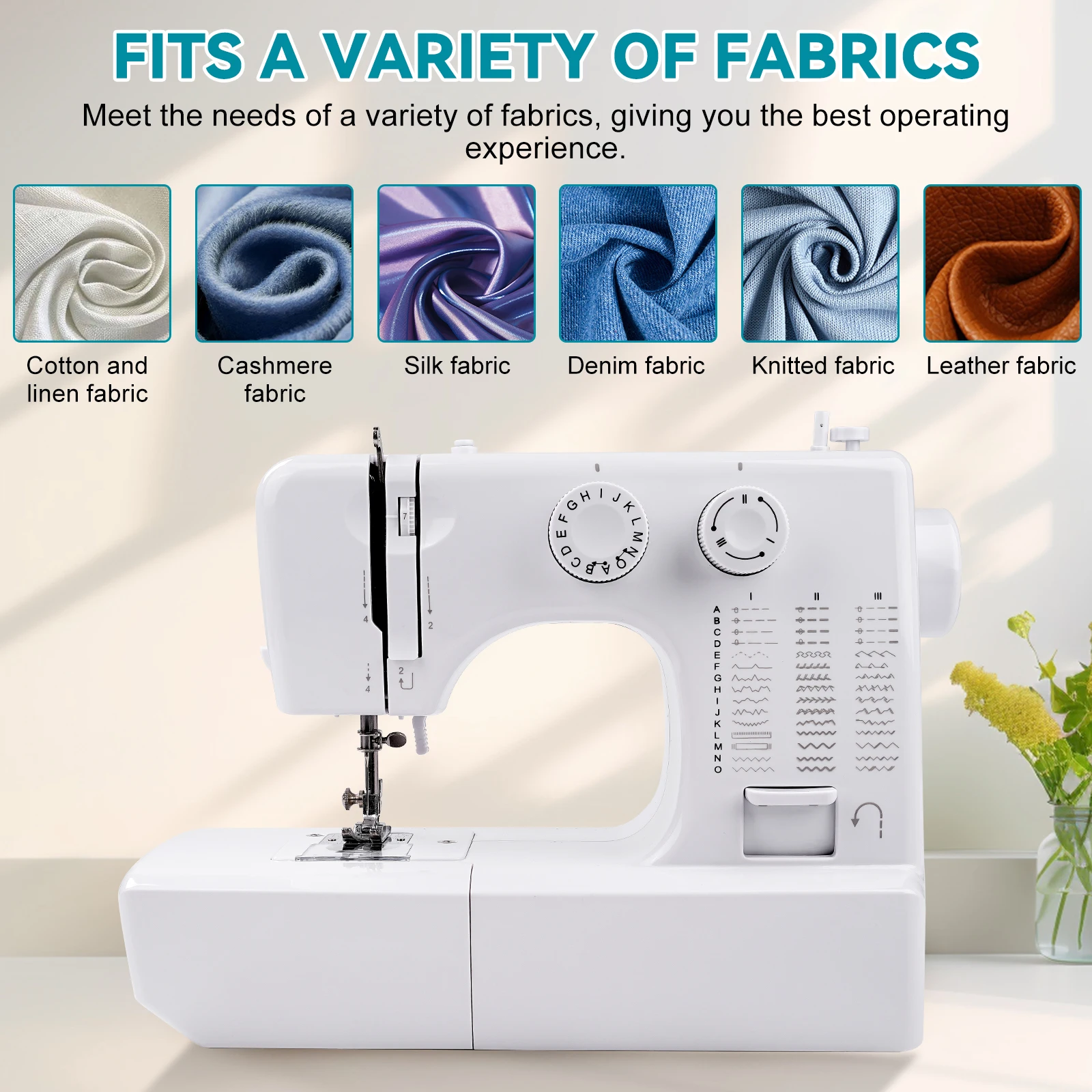 818 Mini Electric Sewing Machine Household 45 Stitches Sewing Machine with 42pcs Sewing Kit EU