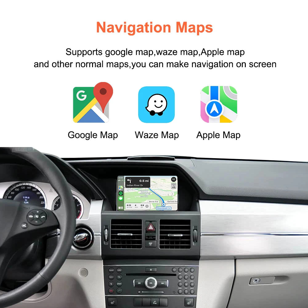 Bonroad Wireless CarPlay Android Car Retrofit Kits For Mercedes Benz C E Class GLK SLK W204 W212 2009-2011 NTG 4.0 Interface