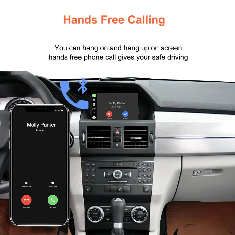 Bonroad Wireless CarPlay Android Car Retrofit Kits For Mercedes Benz C E Class GLK SLK W204 W212 2009-2011 NTG 4.0 Interface
