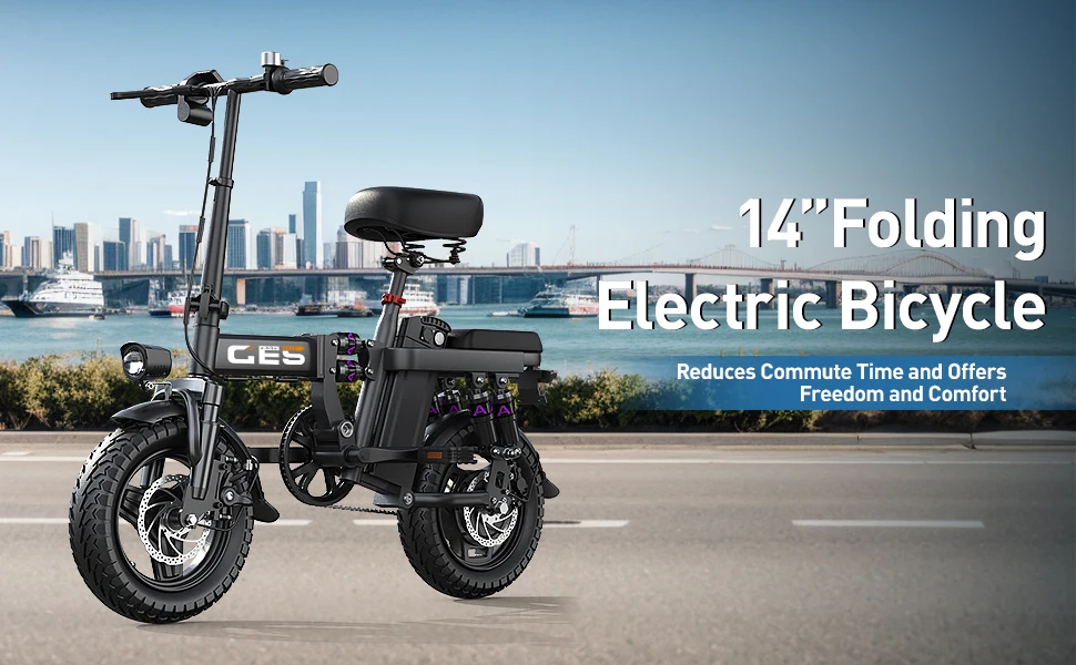 TOOFLY GE5 Foldable Electric Bicycle 250W 48V15AH Lithium Battery Adult Riding Electric Bike 14-inch Tire Urban Commuter E-bike