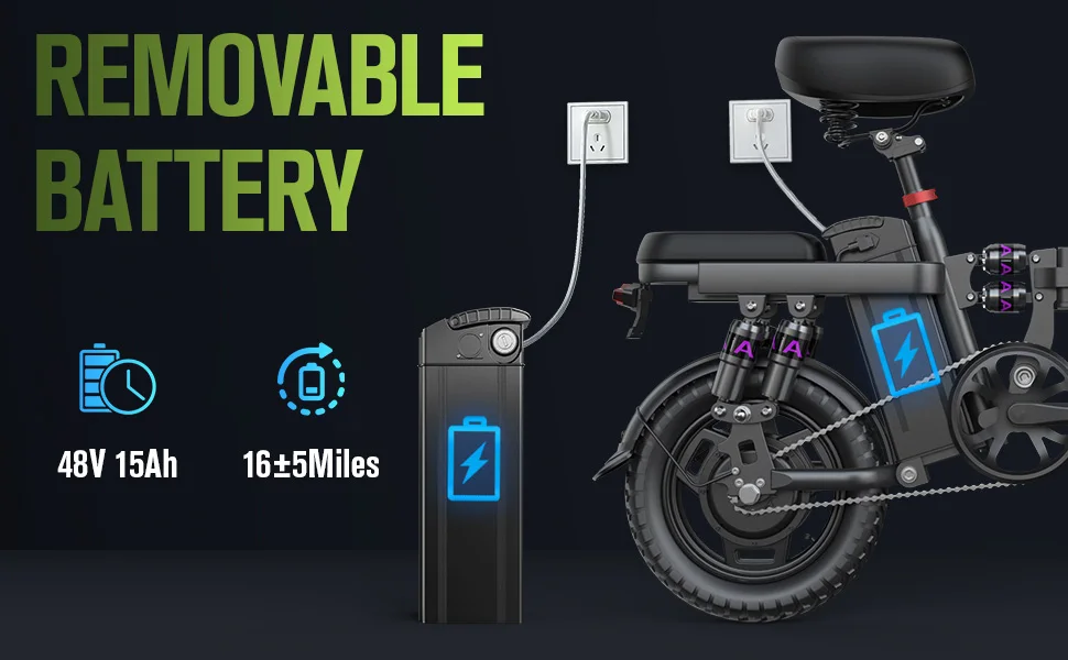 TOOFLY GE5 Foldable Electric Bicycle 250W 48V15AH Lithium Battery Adult Riding Electric Bike 14-inch Tire Urban Commuter E-bike