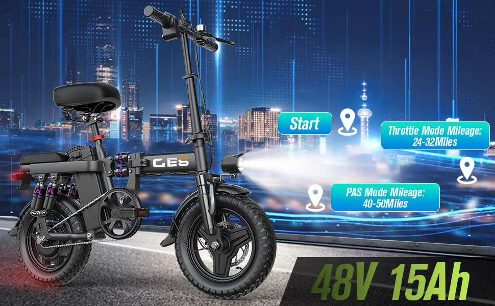 TOOFLY GE5 Foldable Electric Bicycle 250W 48V15AH Lithium Battery Adult Riding Electric Bike 14-inch Tire Urban Commuter E-bike