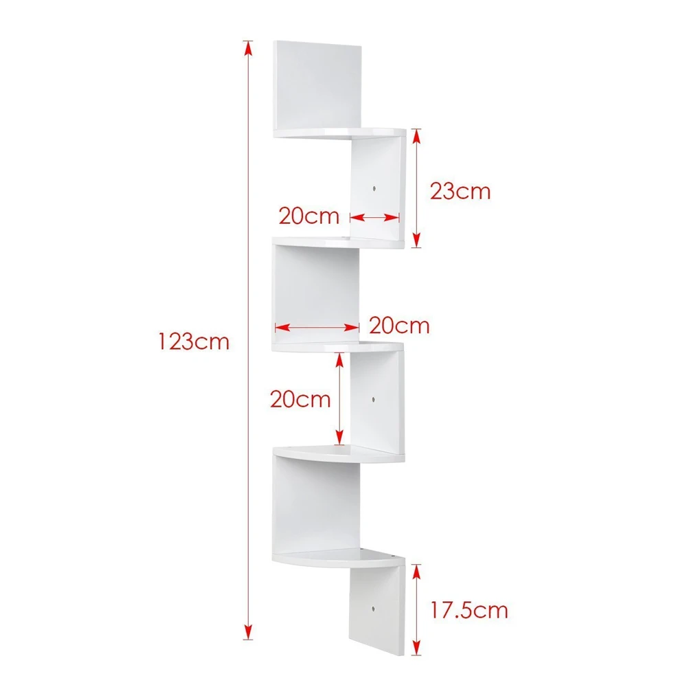Corner Shelf, Wall Shelf 5 Levels, Floating Shelf, Wall-mounted Shelf, Space-saving, for Kitchen Bedroom Living Room