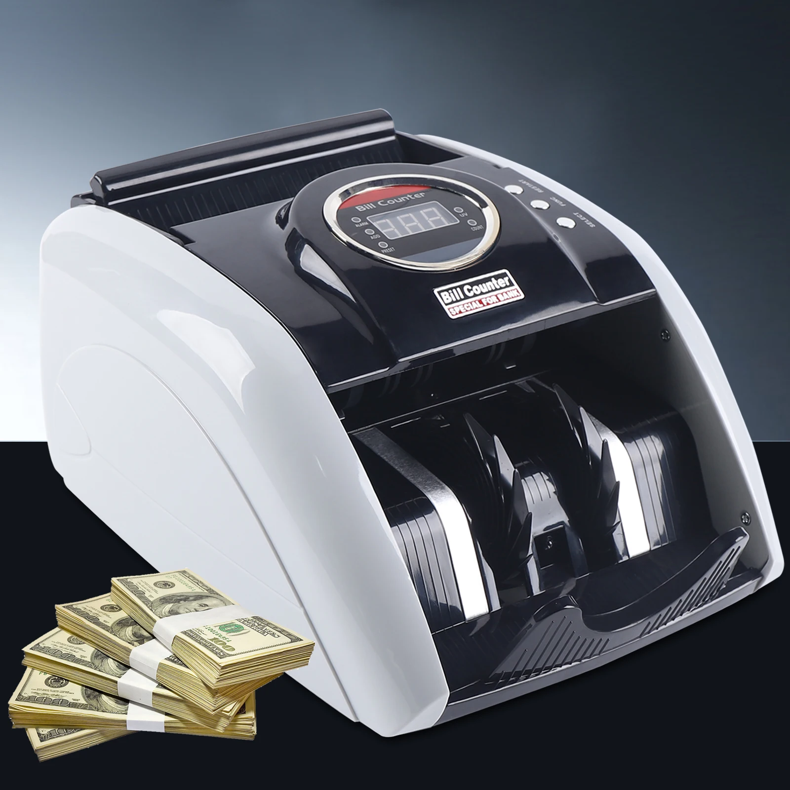 Portable Money Counter Machine, 900 Bills/Min Banknote Counter with UV Detection Counterfeit Bill Cash Currency Detection