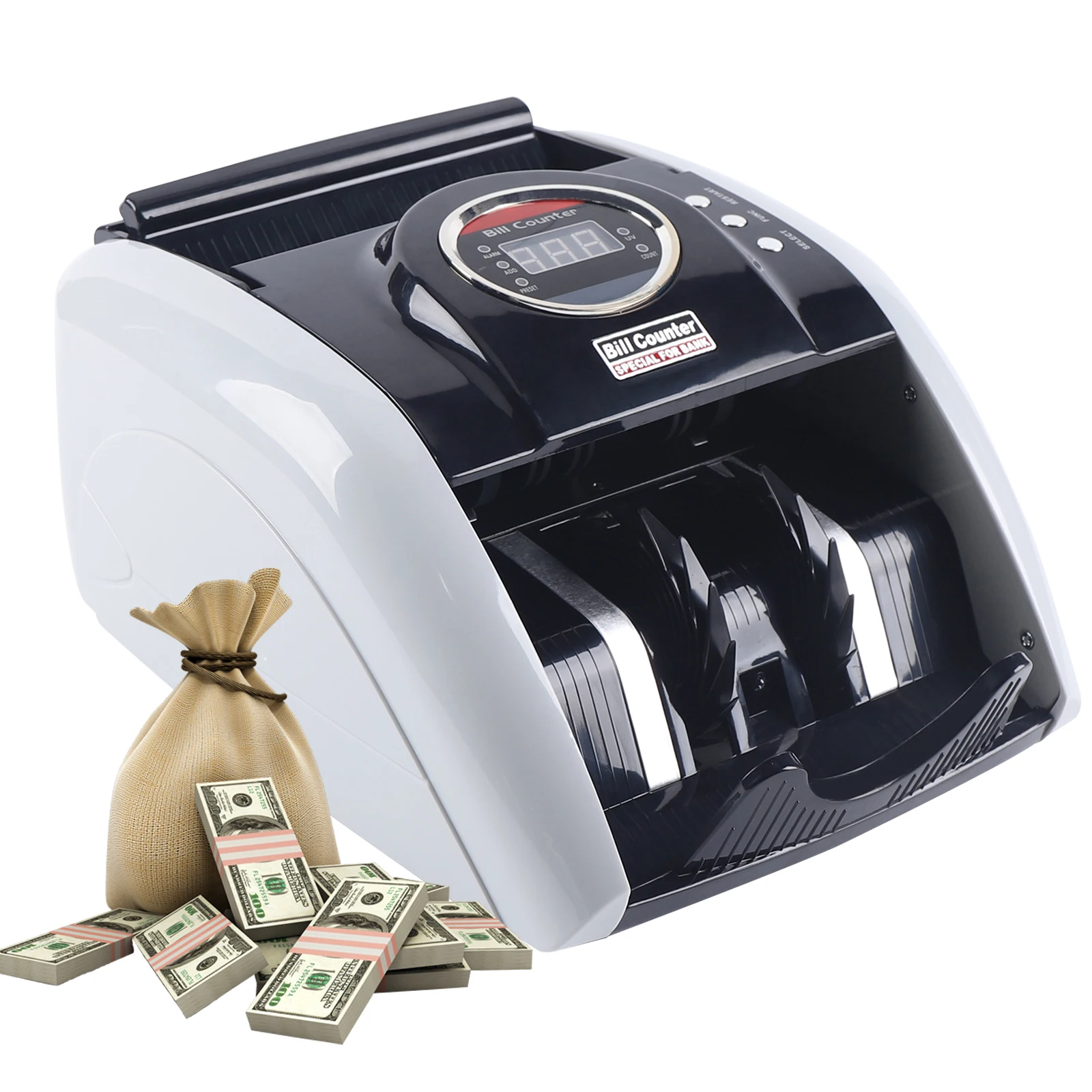 Portable Money Counter Machine, 900 Bills/Min Banknote Counter with UV Detection Counterfeit Bill Cash Currency Detection