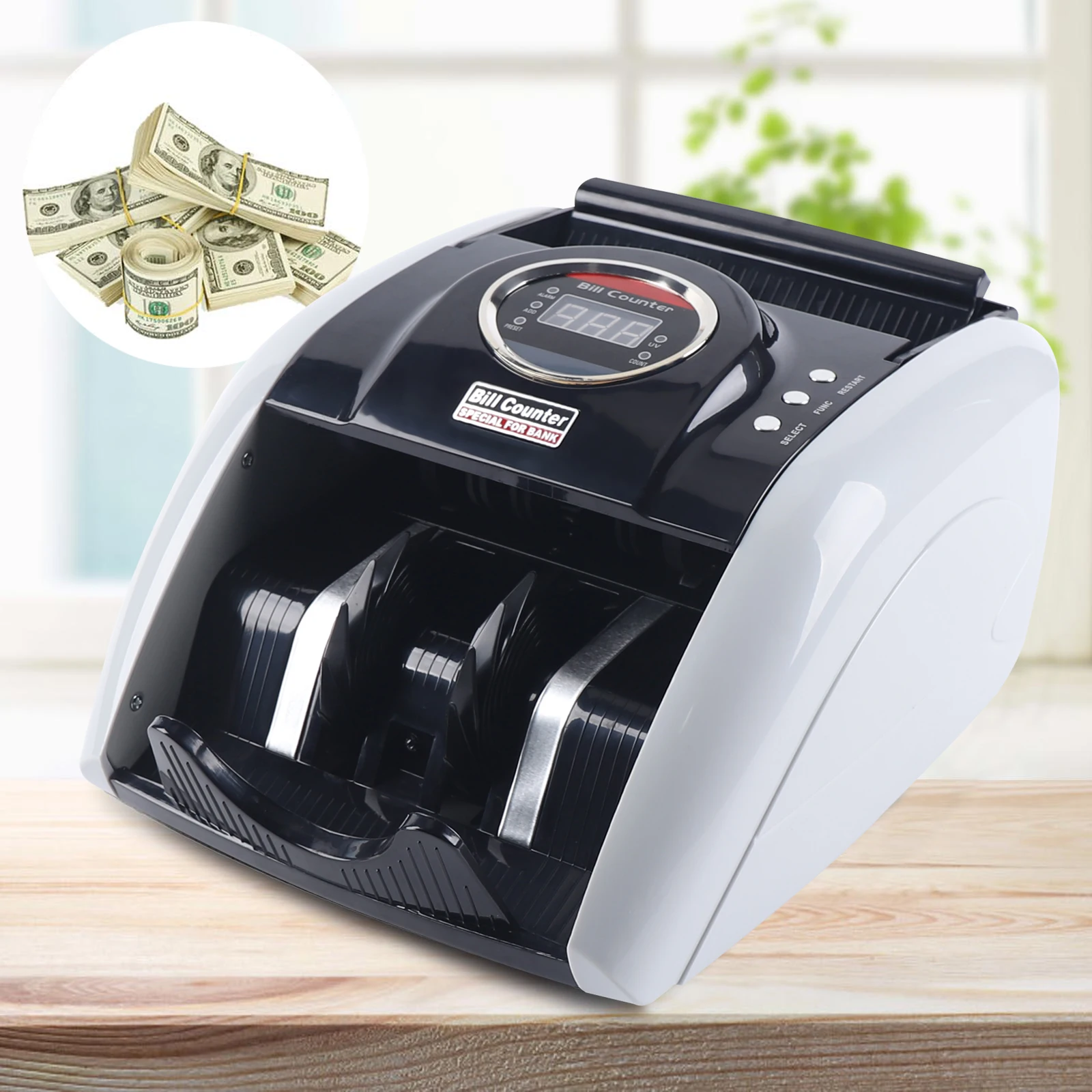Portable Money Counter Machine, 900 Bills/Min Banknote Counter with UV Detection Counterfeit Bill Cash Currency Detection