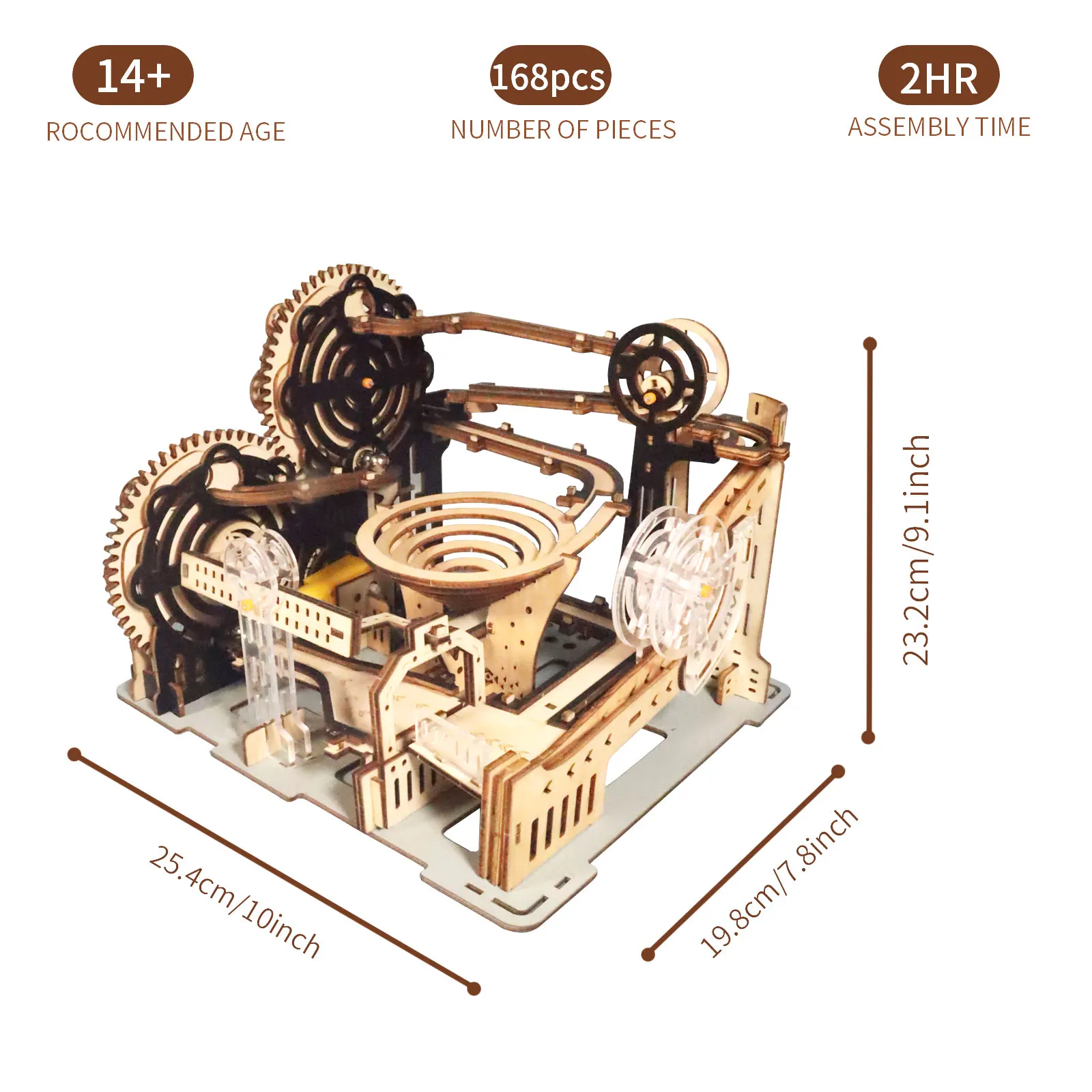 Electric 3D Wooden Puzzles Marble Run Model Kits Brain Teaser Puzzle DIY Handmade Christmas Gift