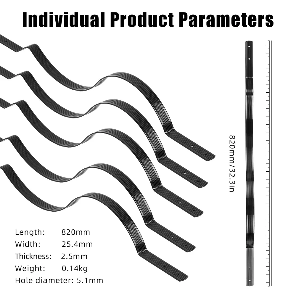 50pcs Aluminum Deck Balusters Flat Straight/Wave Arc Deck Baluster with Screws Baluster Deck Railings for Stairs Deck