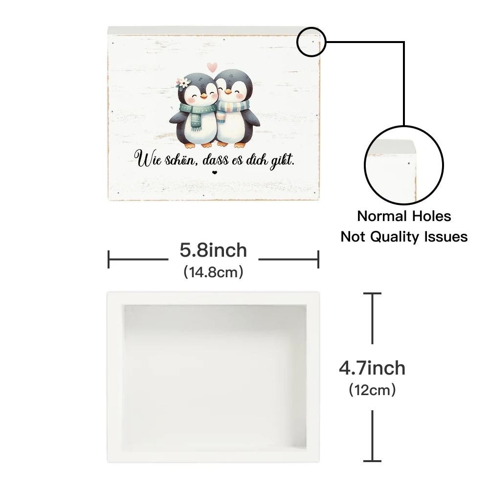 Putuo Decor German White Box Wooden Sign, Wie Schön, Dass Es Dich Gibt., Wood Plaque Desk Decor for Home Farmhouse Living Room