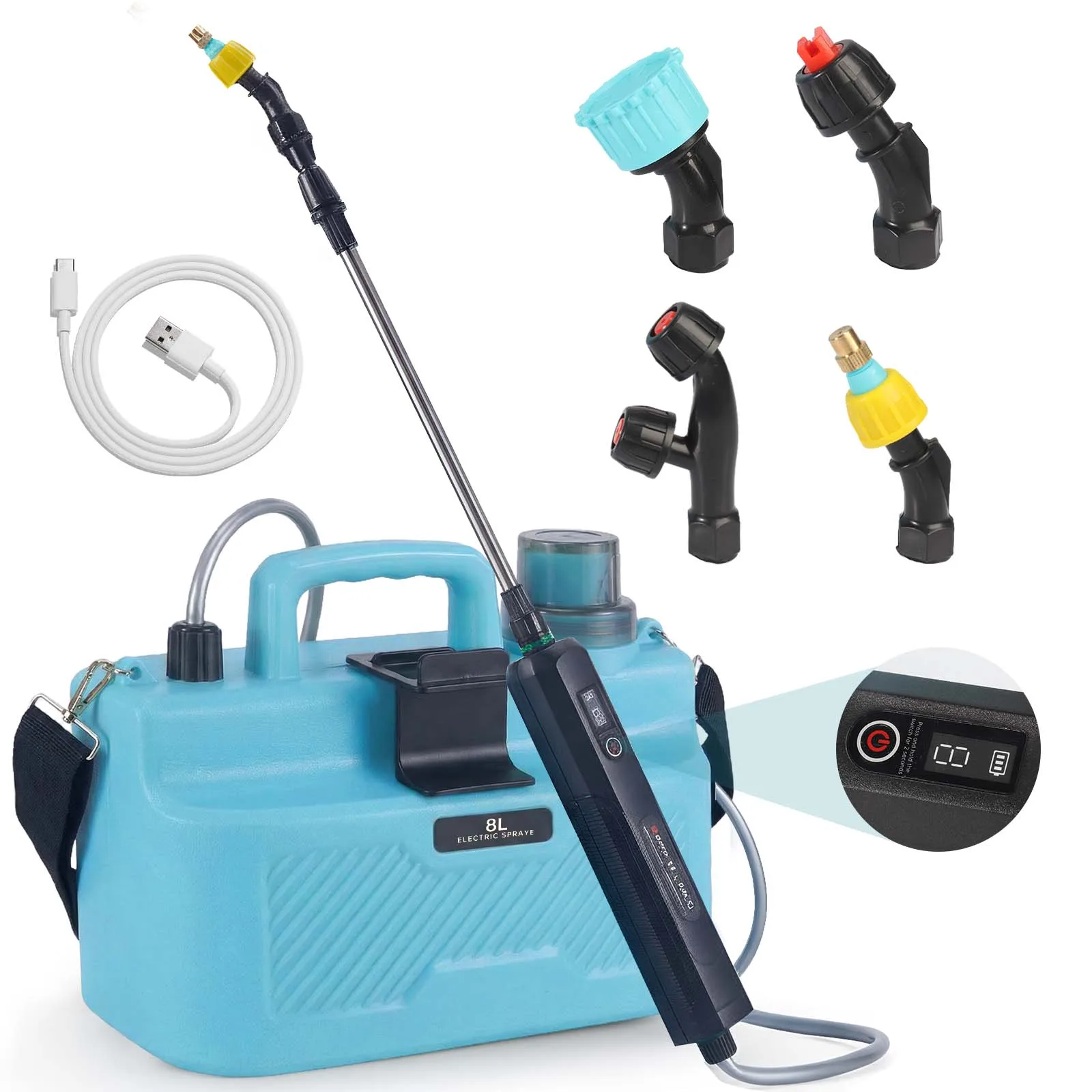 6.5L/8L/9L Automatic Electric Sprayer Garden Plant Sprayer Handheld Rechargeable Sprinkler Sprayer Atomization Shouldered Watering Can