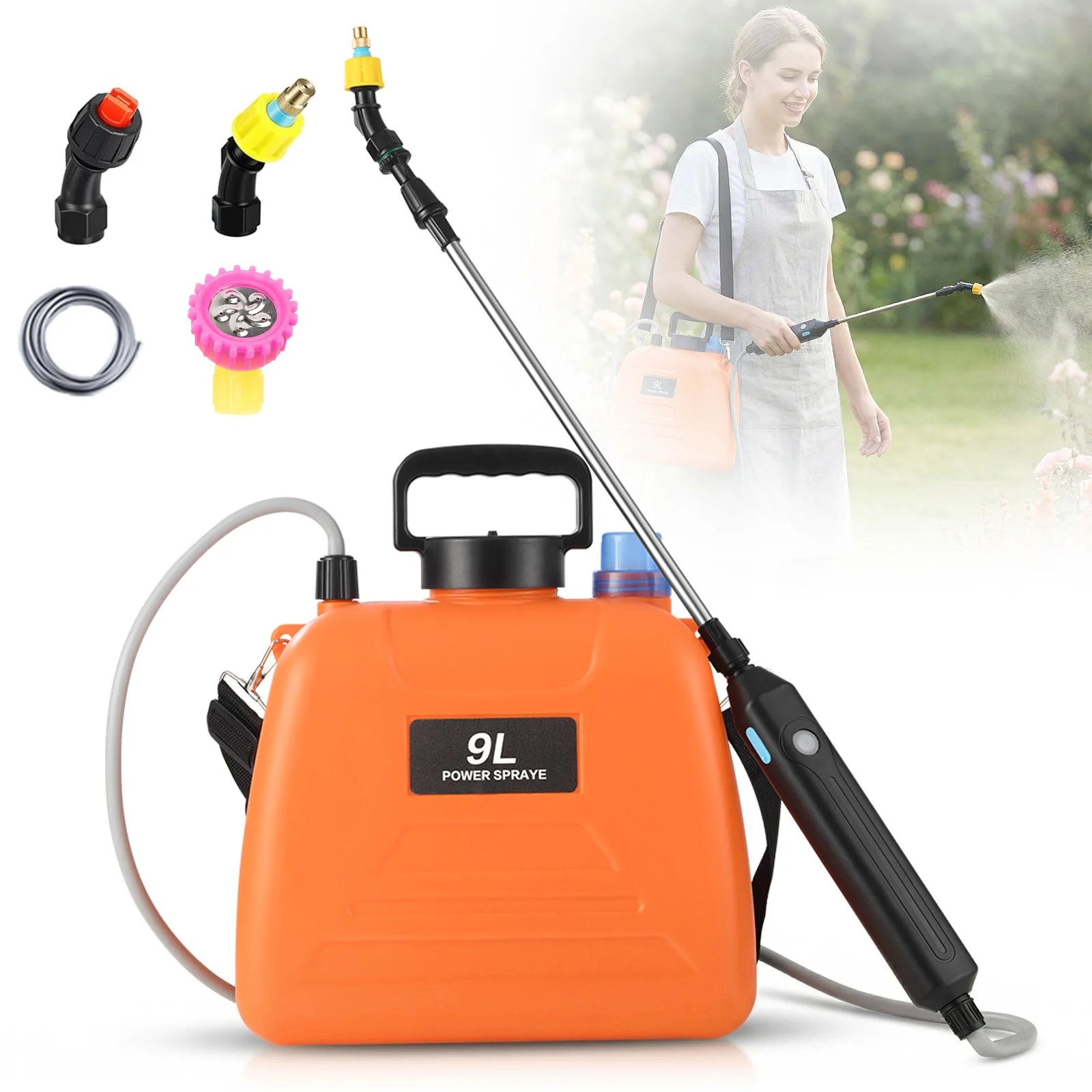 6.5L/8L/9L Automatic Electric Sprayer Garden Plant Sprayer Handheld Rechargeable Sprinkler Sprayer Atomization Shouldered Watering Can