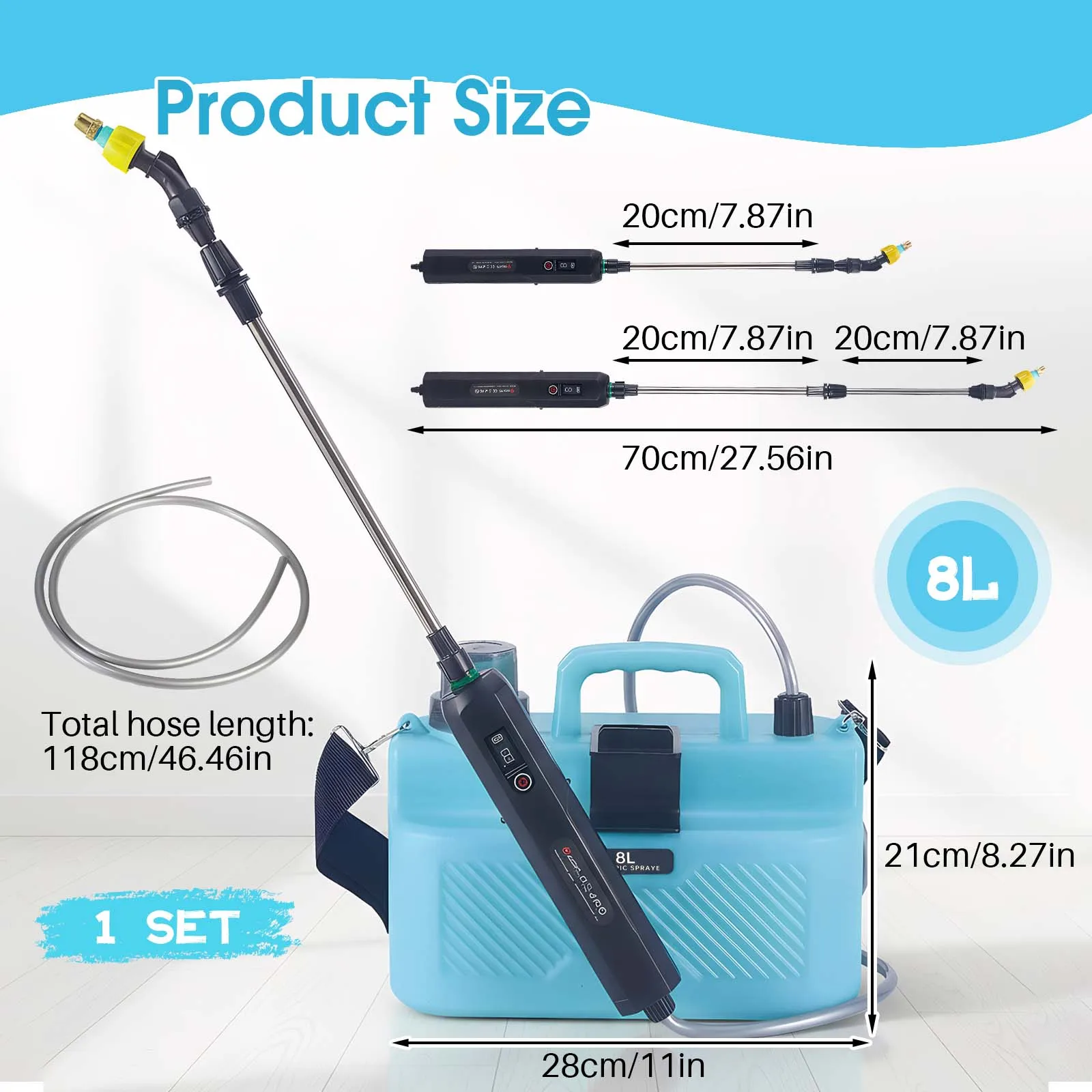 6.5L/8L/9L Automatic Electric Sprayer Garden Plant Sprayer Handheld Rechargeable Sprinkler Sprayer Atomization Shouldered Watering Can