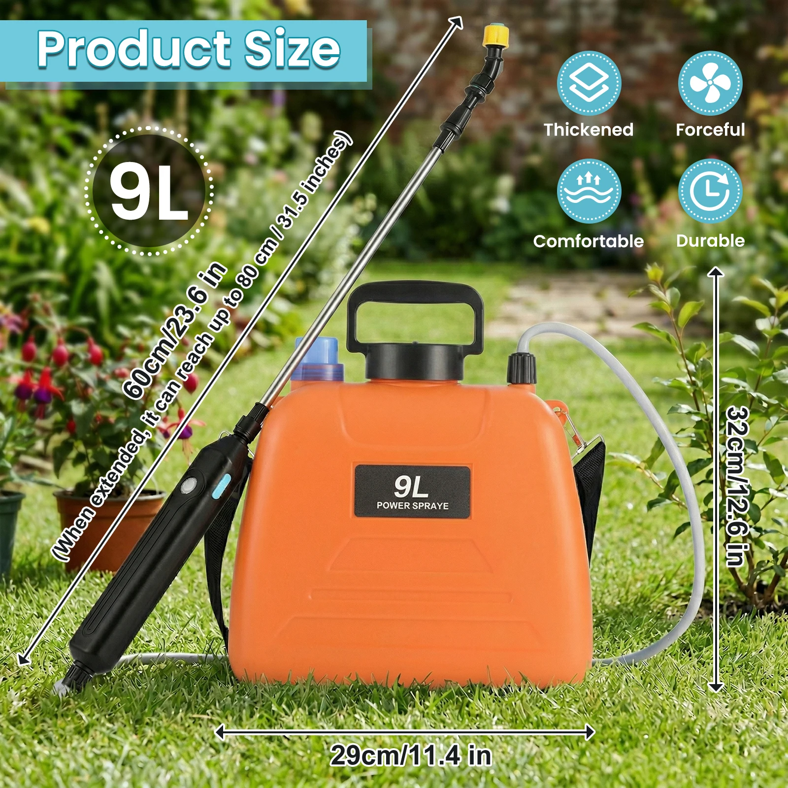 6.5L/8L/9L Automatic Electric Sprayer Garden Plant Sprayer Handheld Rechargeable Sprinkler Sprayer Atomization Shouldered Watering Can