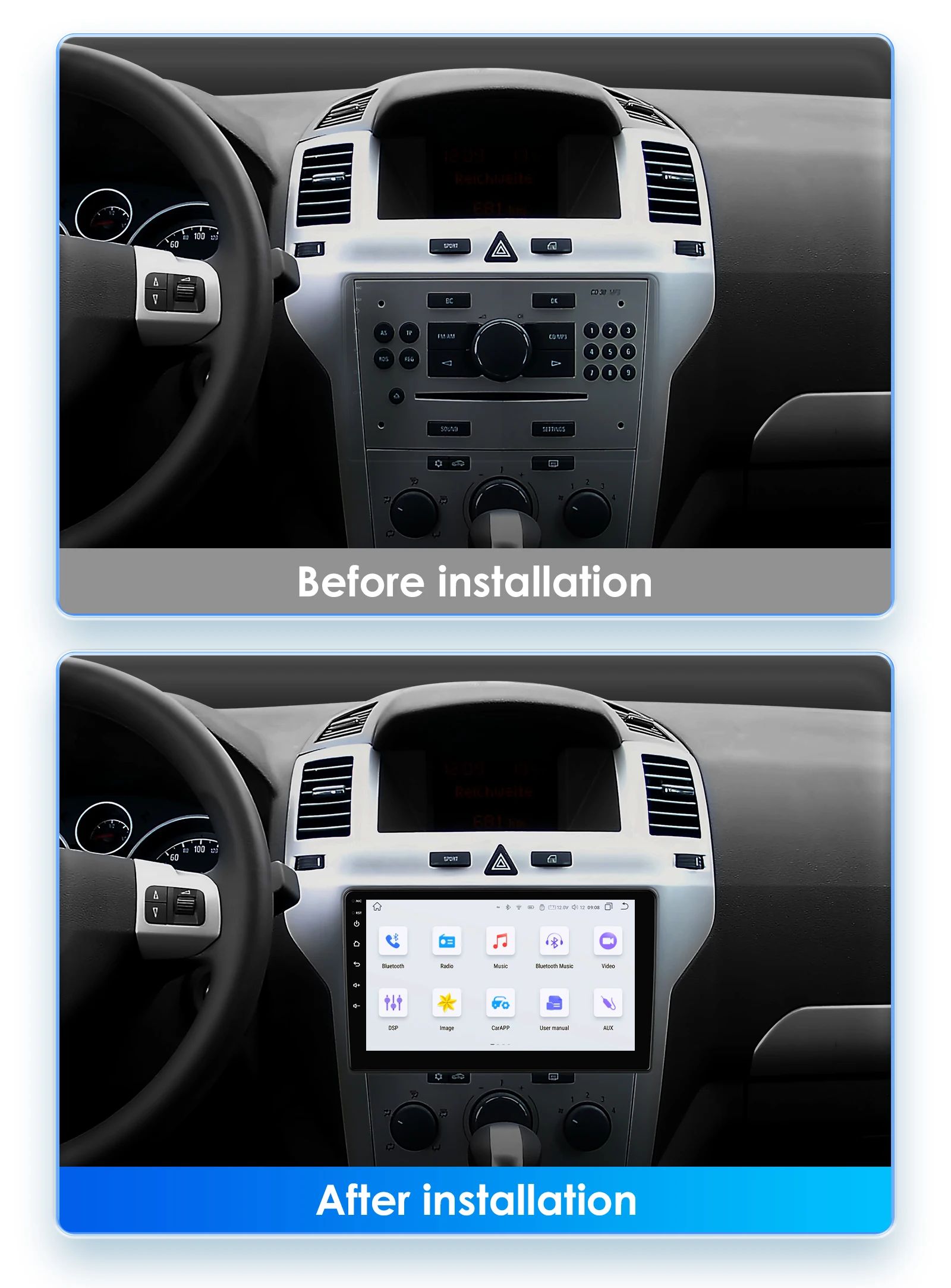 360Camera Android 13 Car Radio For Opel Zafira B Astra H 2005-2014 Car Multimedia GPS 4G Carplay Intelligent Screen autoradio