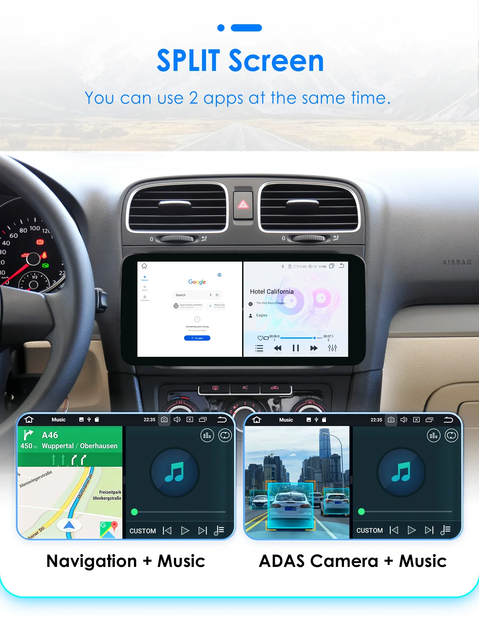 10.34" Hizpo Android Auto Car Radio for Volkswagen VW Golf Touran Passat Polo Jetta Sharan Caddy Skoda Octavia Seat Carplay Navi