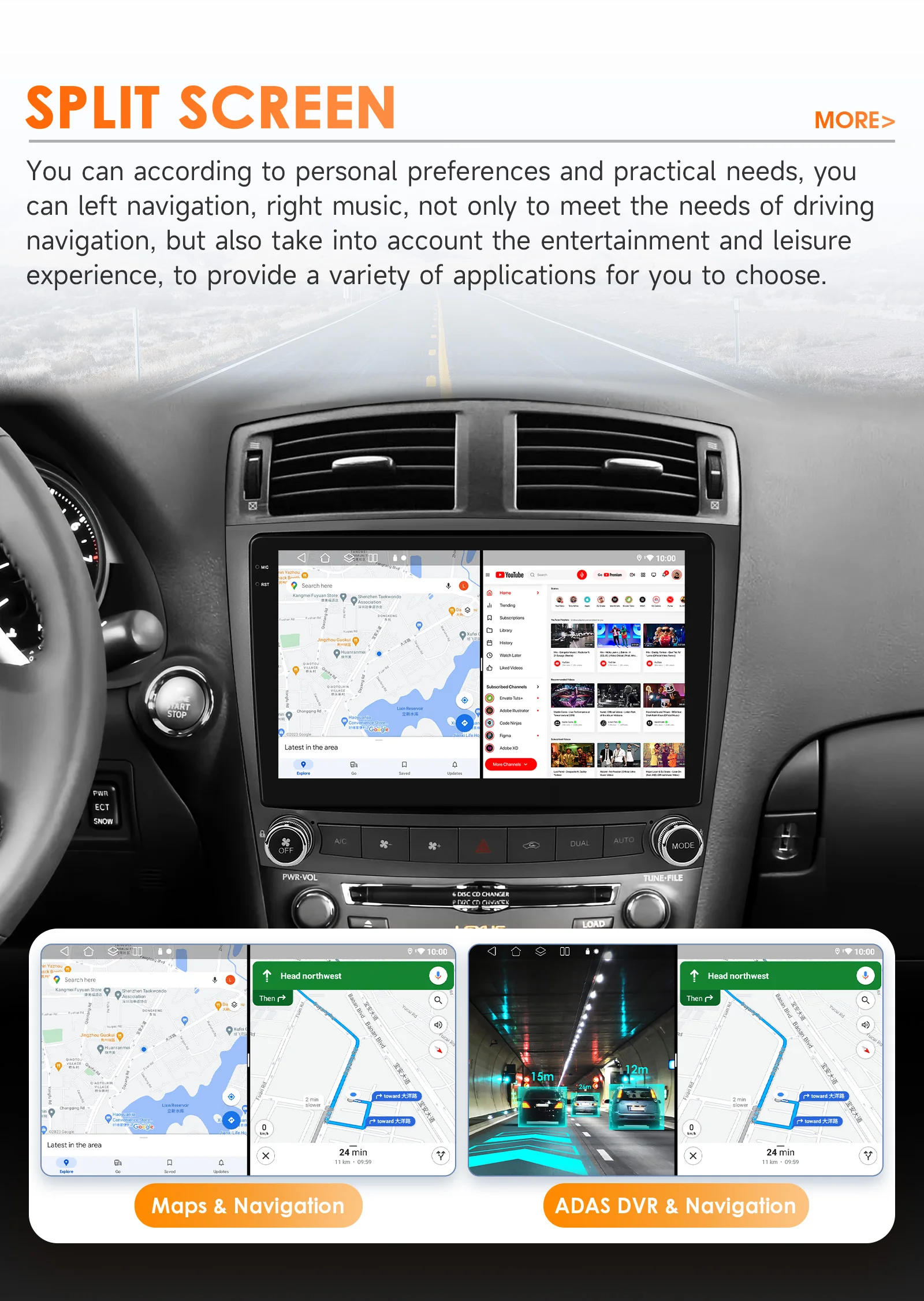 10.1" Hizpo 2Din Android Auto CarPlay Radio for Lexus IS200 250 300 350 2006 - 2012 Snapdragon 6115 4G BT RDS DSP GPS SWC 360CAM