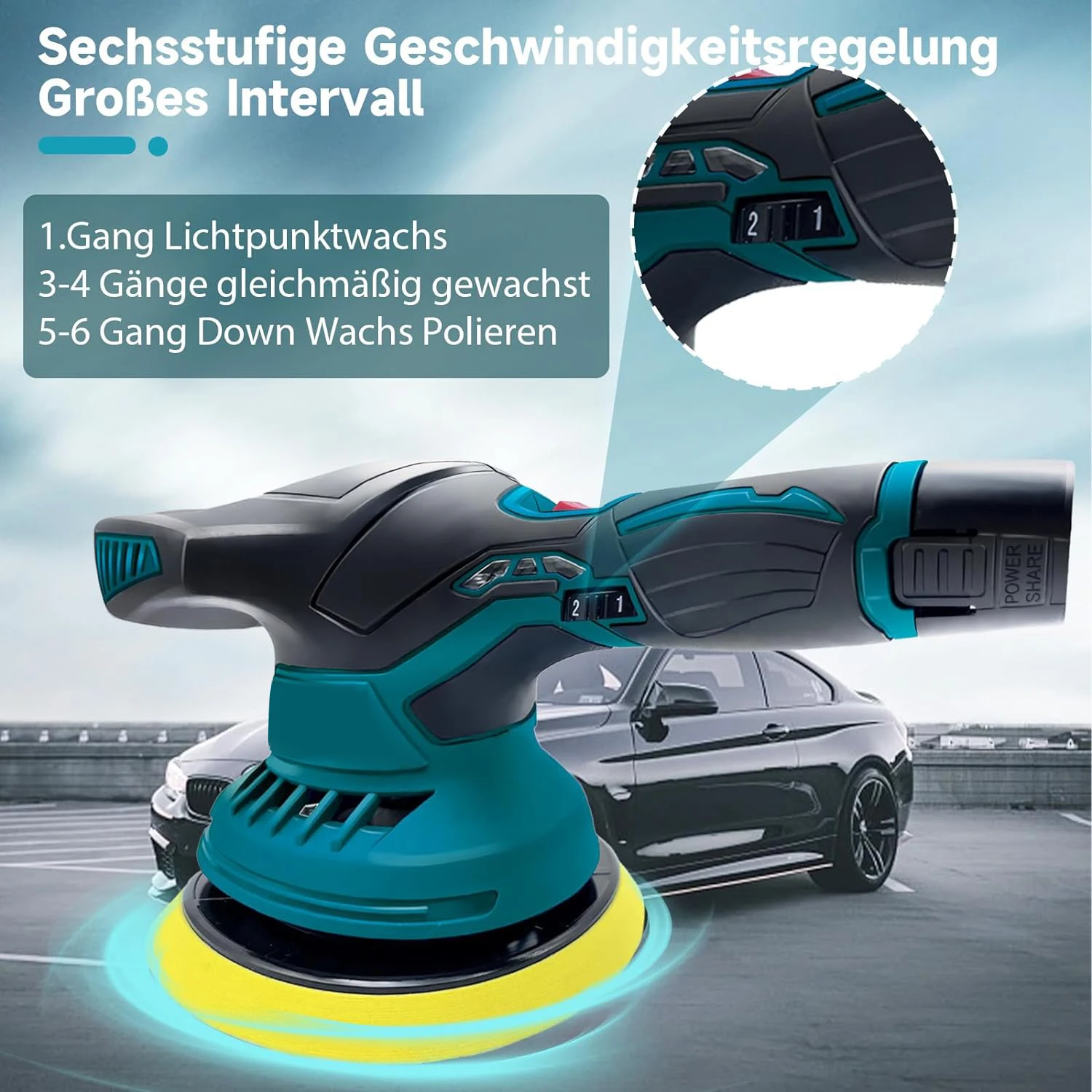 Electric Cordless Car Polisher 6 Gear Speed Adjustable Auto Polishing Machine Home Cleaning Waxing sowing Machine