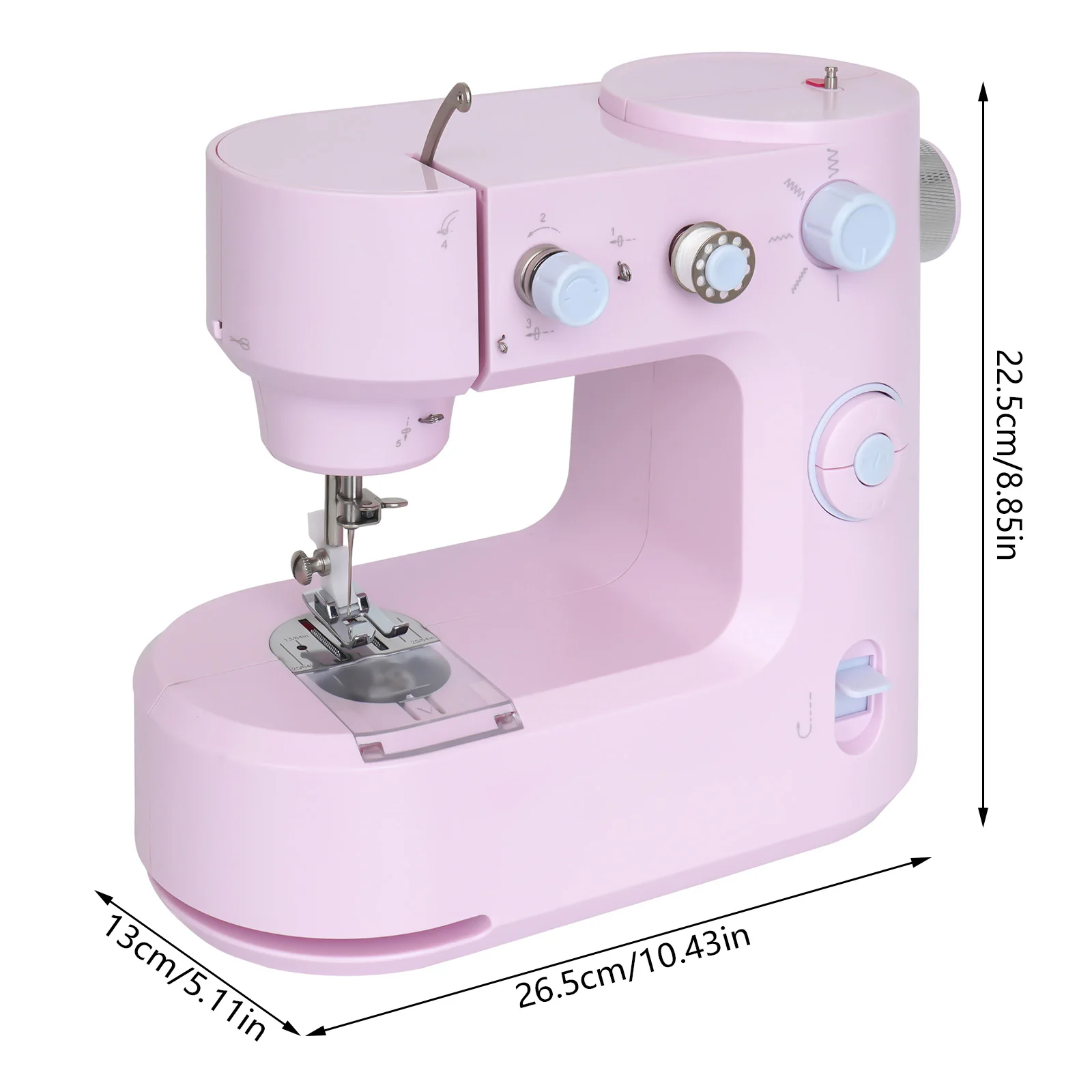 Portable Mini Sewing Machine With Foot Pedal Led Light 5 Stitch Pattern For Clothing, Pants, Silk, Chiffon, Shirts