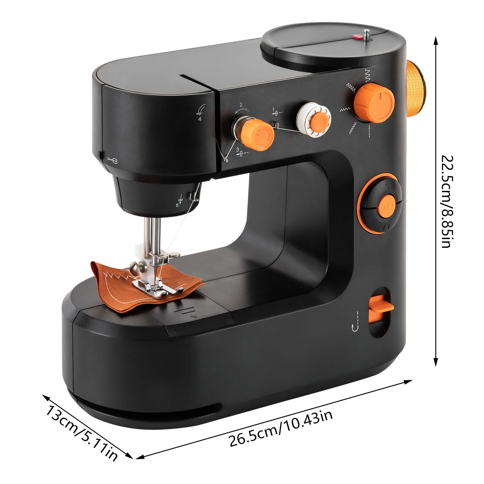 Portable Mini Sewing Machine With Foot Pedal Led Light 5 Stitch Pattern For Clothing, Pants, Silk, Chiffon, Shirts