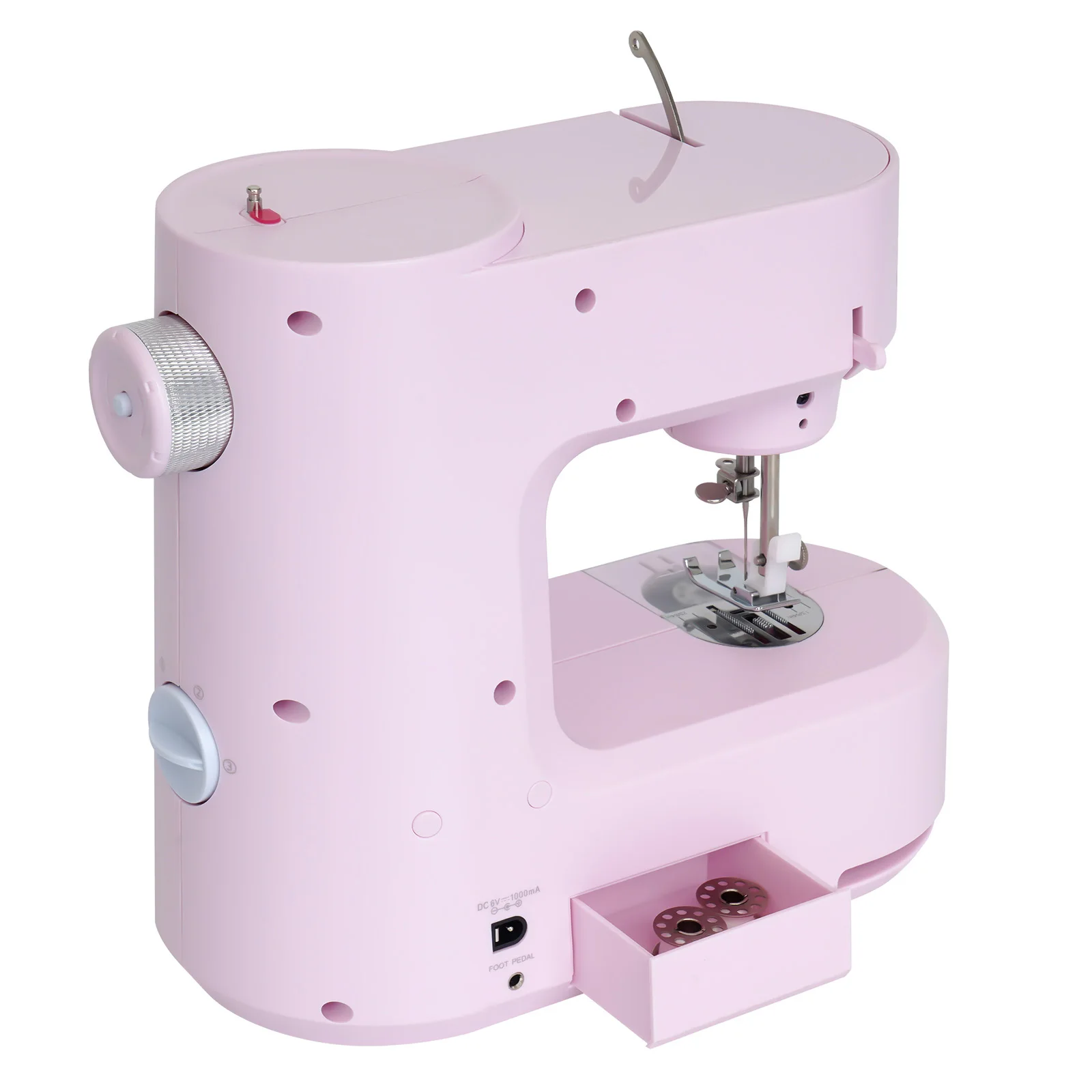 Portable Mini Sewing Machine With Foot Pedal Led Light 5 Stitch Pattern For Clothing, Pants, Silk, Chiffon, Shirts