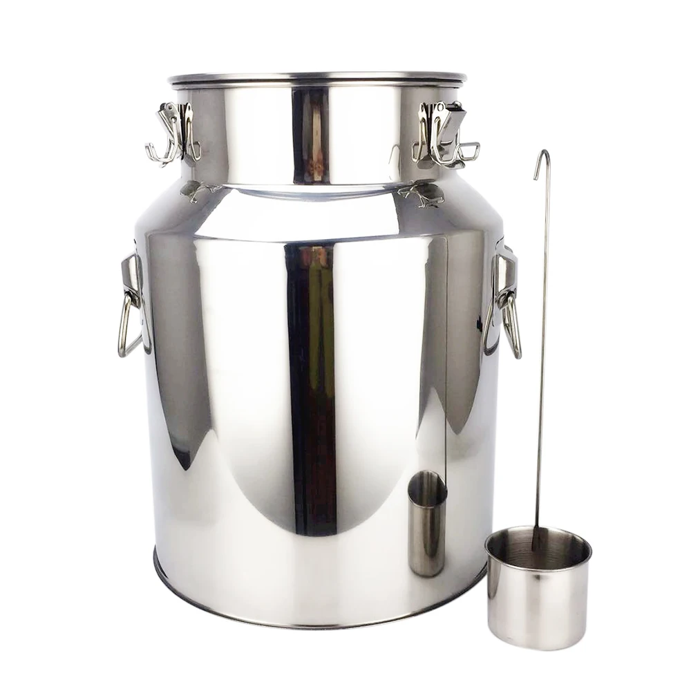 1.8L Grain Container Barrel Stainless Steel Milk Water Beverage Cereal Container Portable Kitchen Household Bucket W/Lid & Lock
