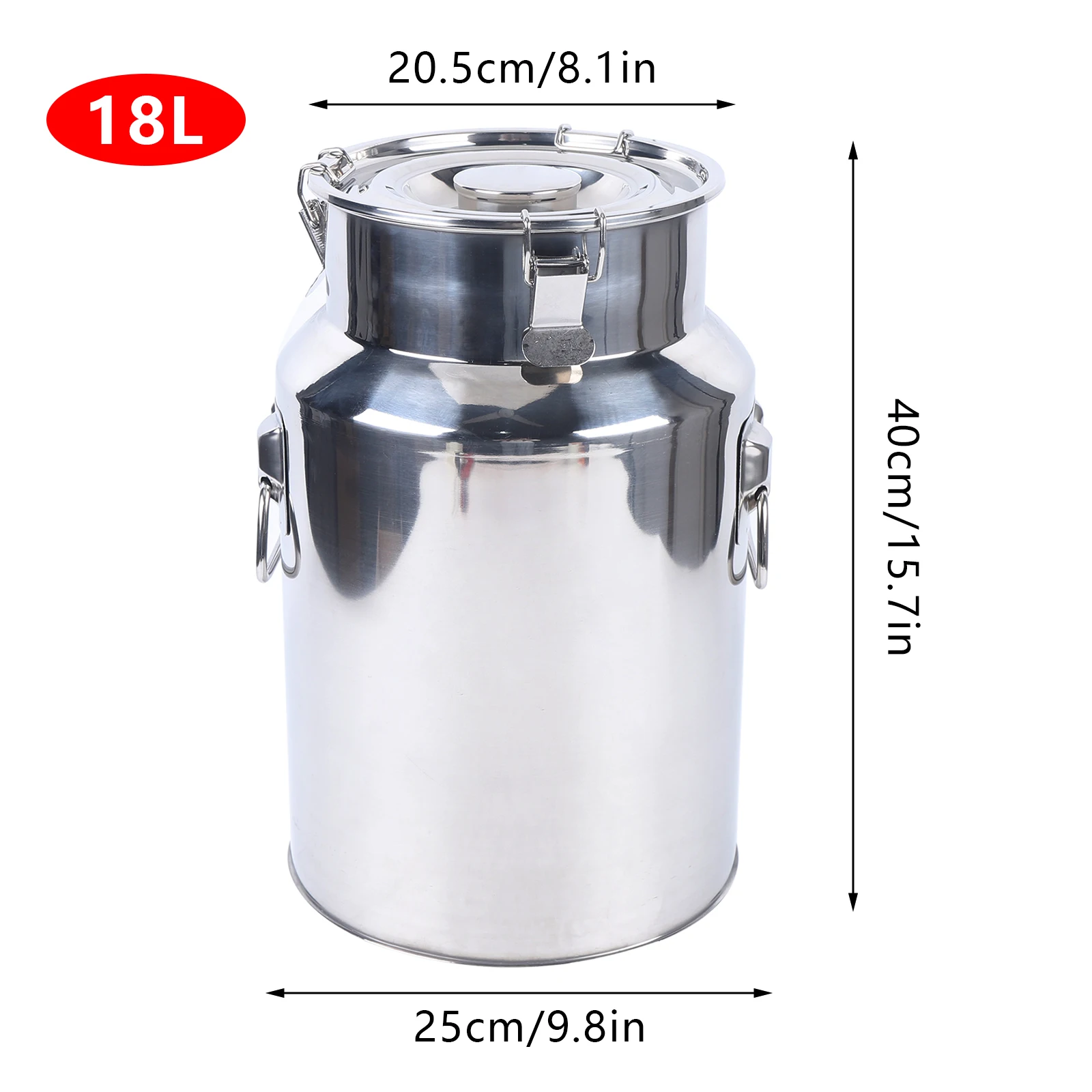 1.8L Grain Container Barrel Stainless Steel Milk Water Beverage Cereal Container Portable Kitchen Household Bucket W/Lid & Lock