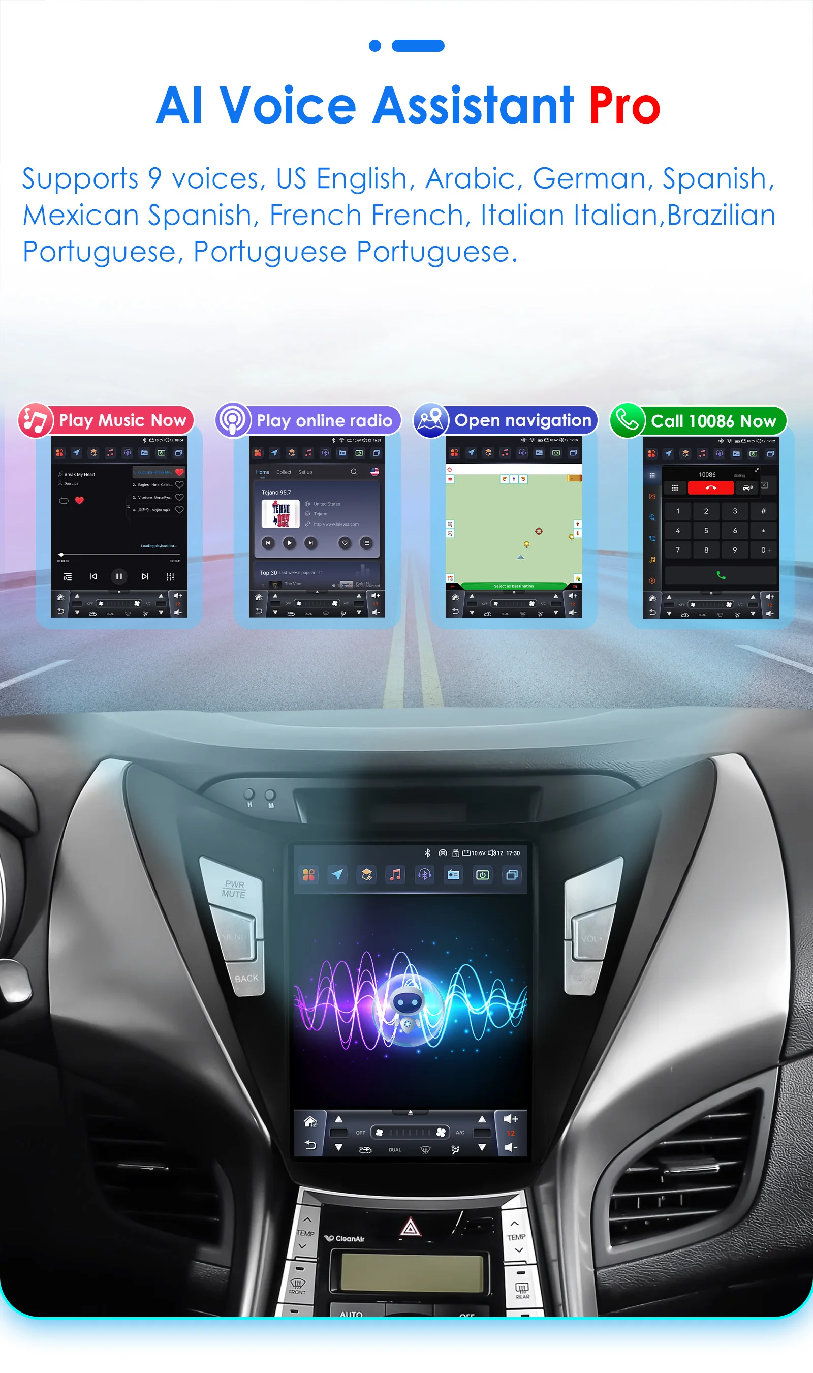 Hizpo 9.7" For Tesla Style For Hyundai Elantra Avante I35 2011-2013 Car Multimedia Player 2din GPS Navigaion CarPlay Android 13