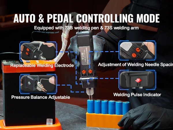 VEVOR Battery Spot Welder 14.5KW Capacitor Energy Storage Pulse Battery Spot Welder with 73B Welding Pen 801D High Power Spot