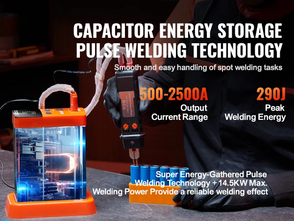 VEVOR Battery Spot Welder 14.5KW Capacitor Energy Storage Pulse Battery Spot Welder with 73B Welding Pen 801D High Power Spot